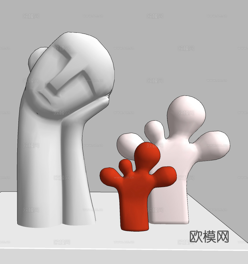 现代雕塑摆件su模型