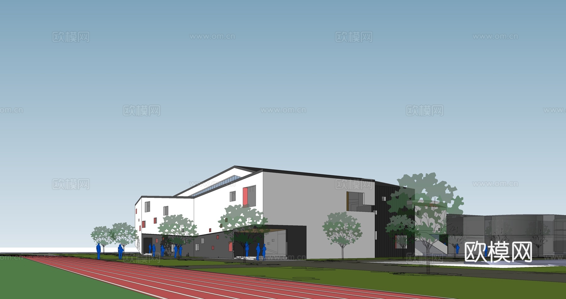 现代综合楼建筑外观su模型下载