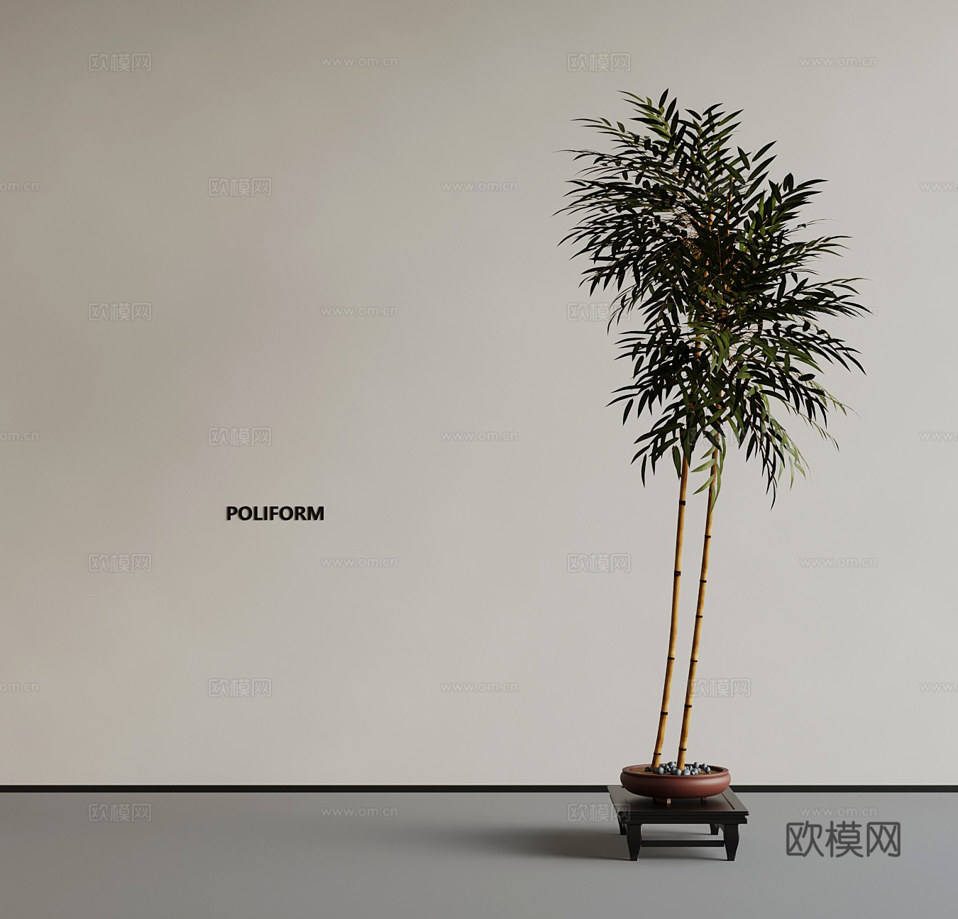 新中式绿植盆栽3d模型