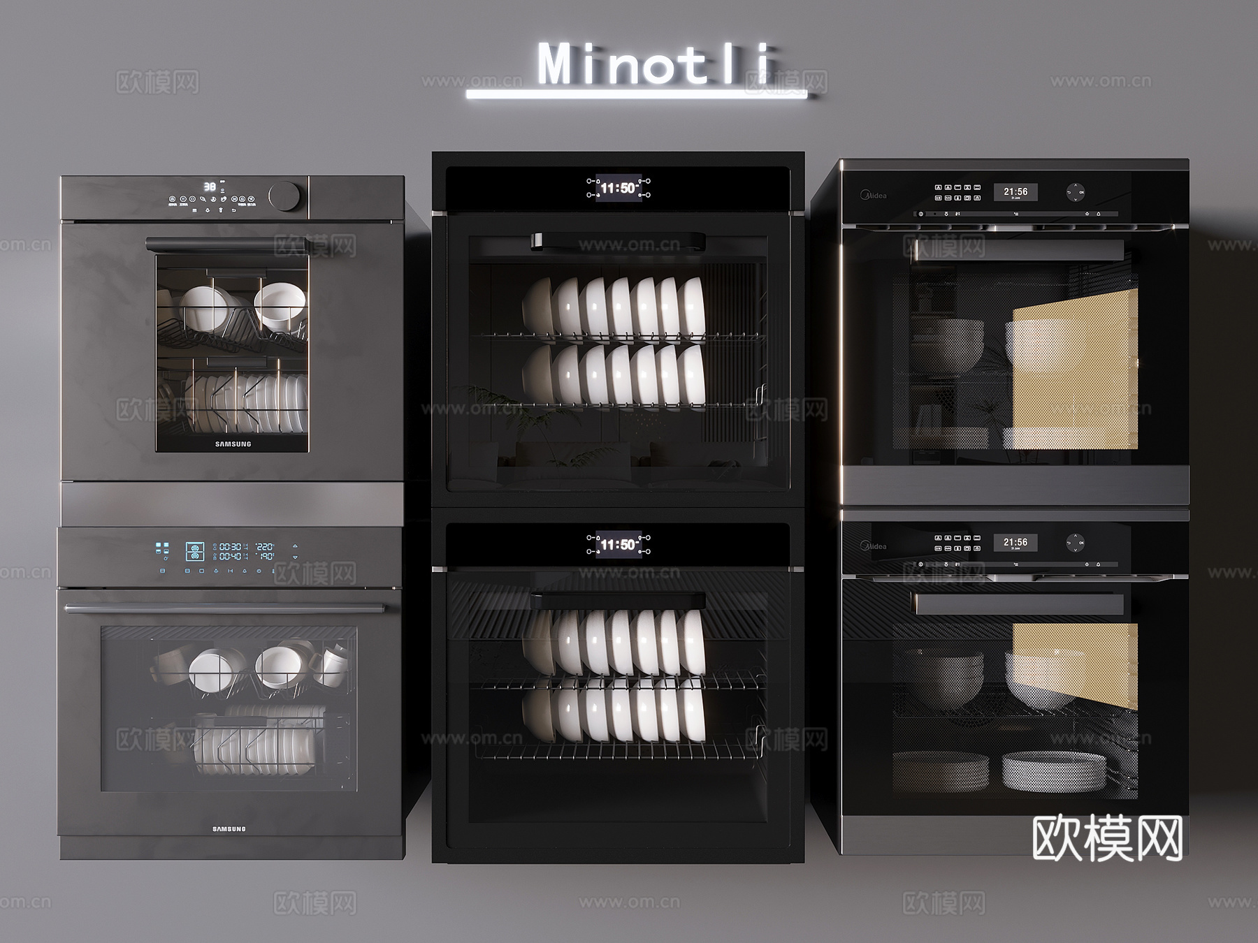 洗碗机碗盘碟筷免费3d模型