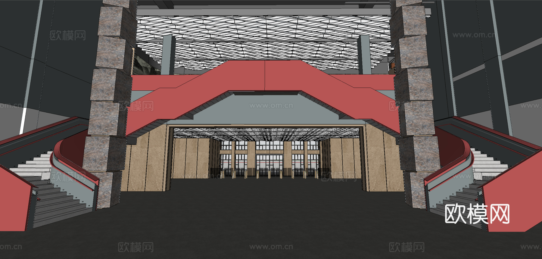 红色文化展厅su模型下载