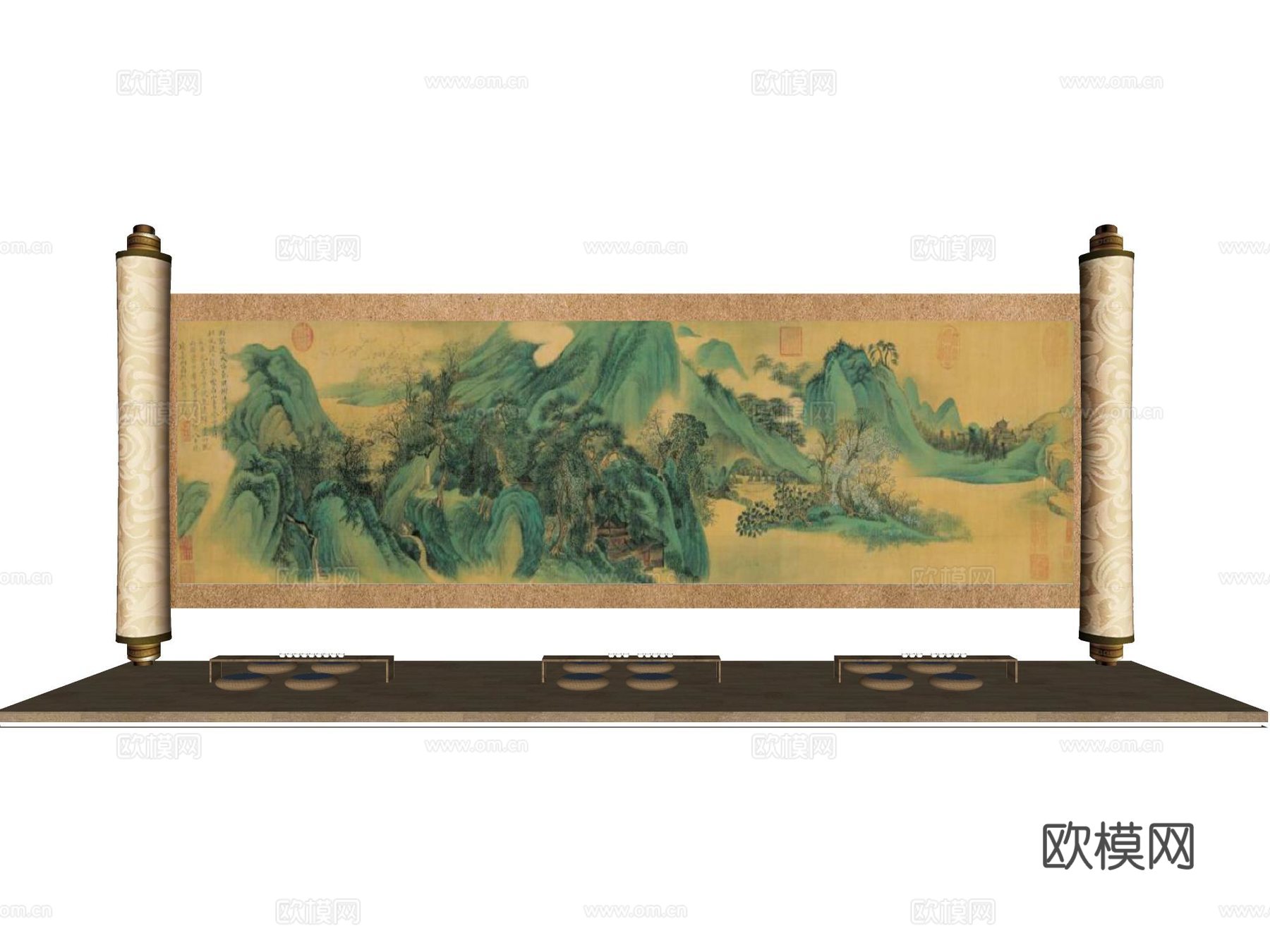 中式古风美陈 节日雕塑su模型下载