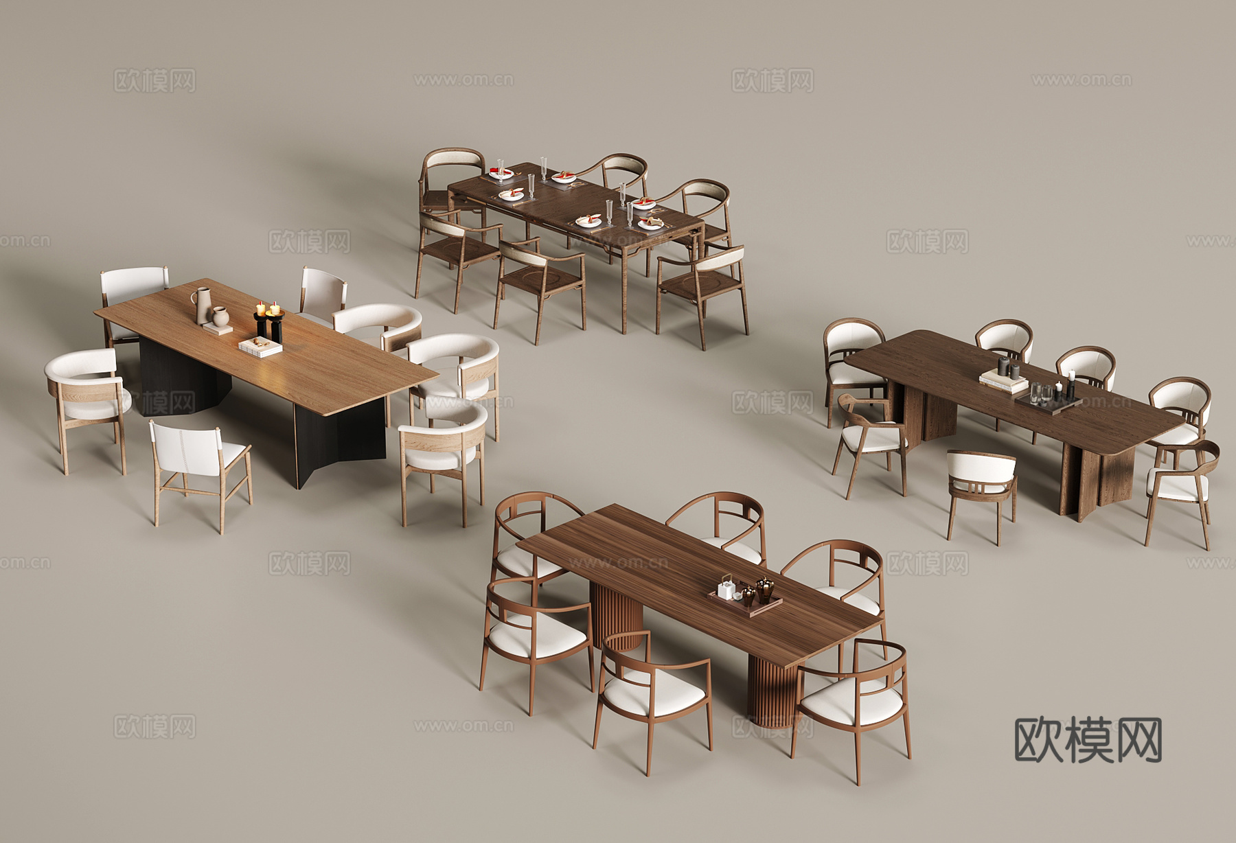 新中式餐桌椅3d模型