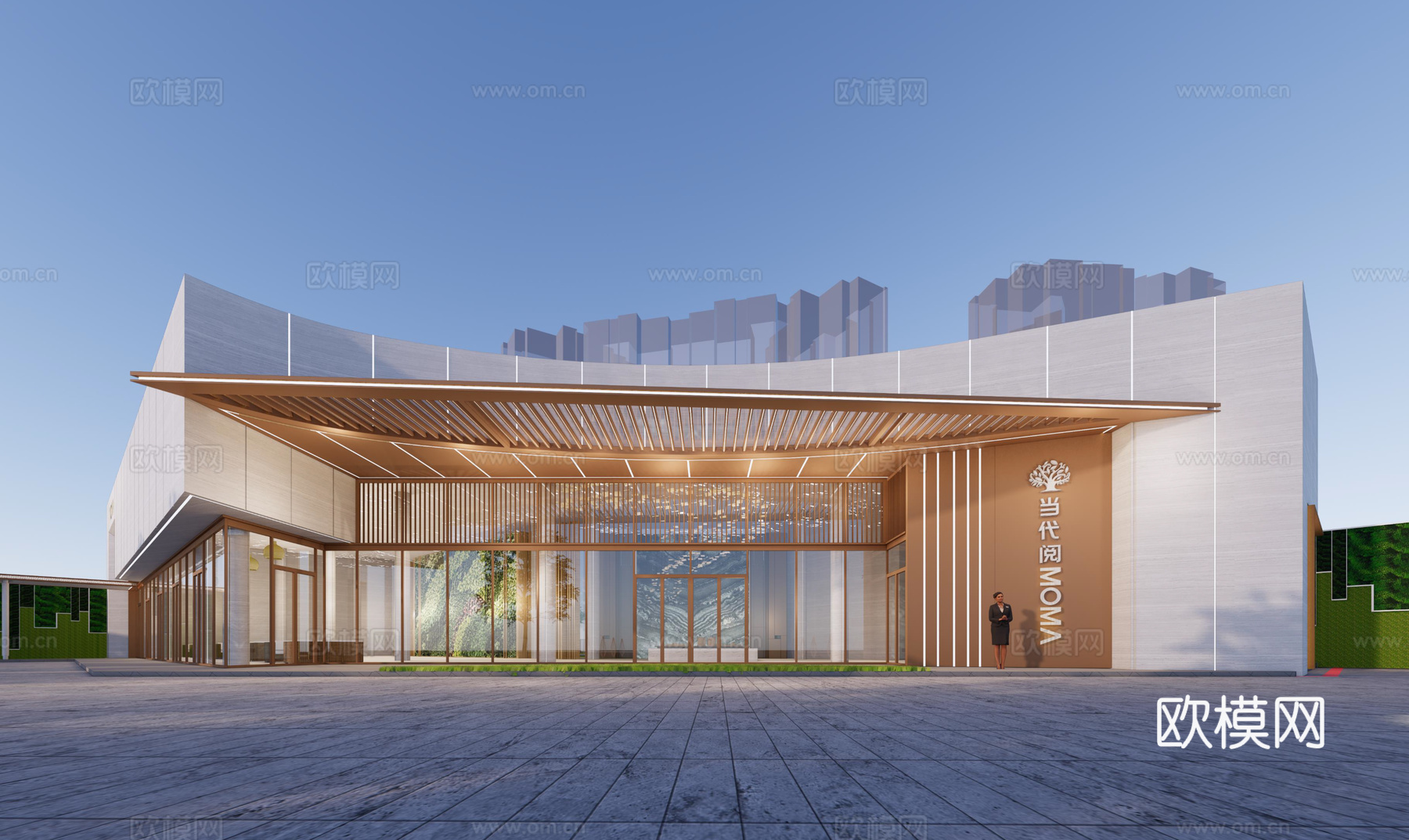 现代售楼处建筑外观su模型下载