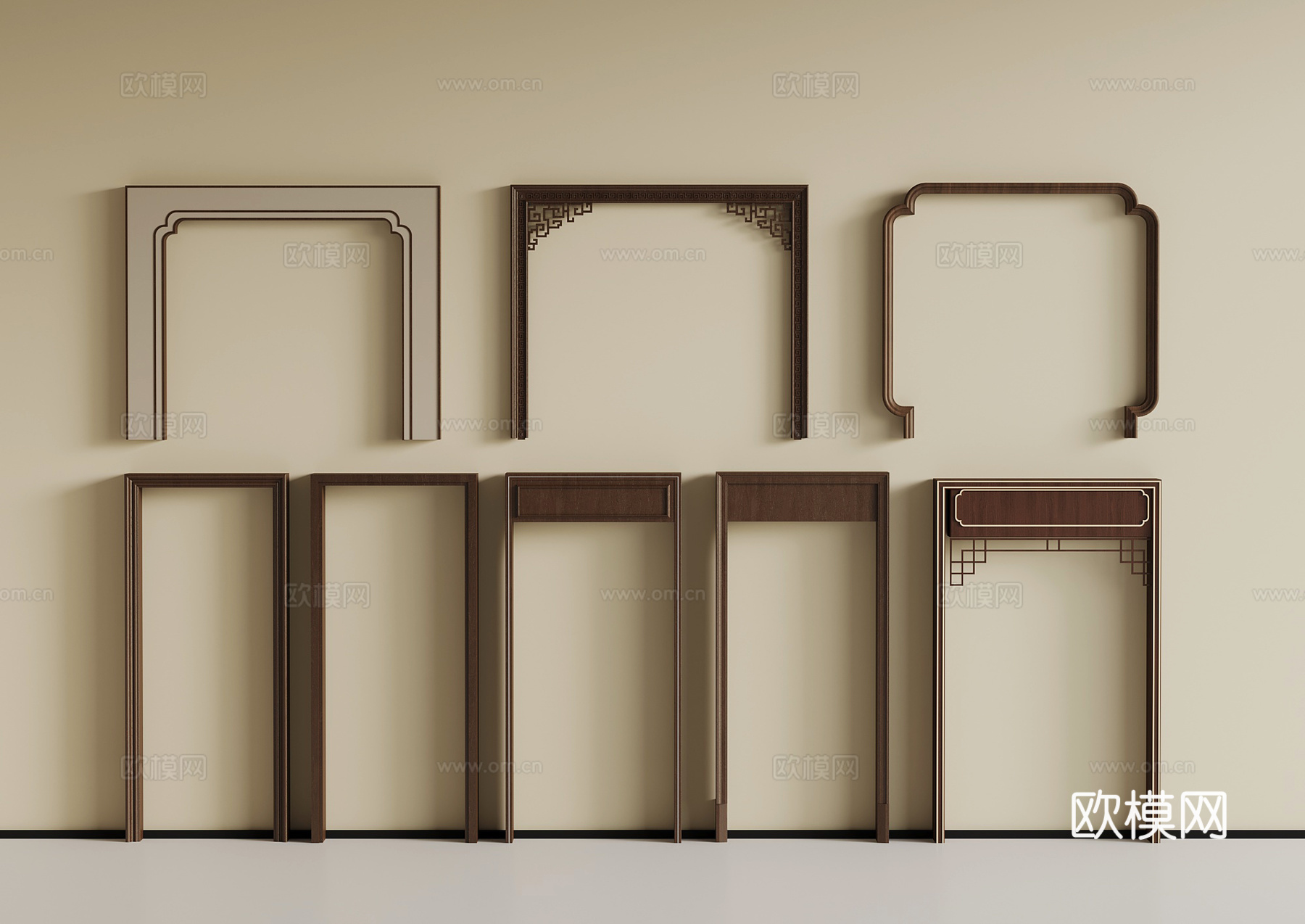 新中式门套3d模型下载