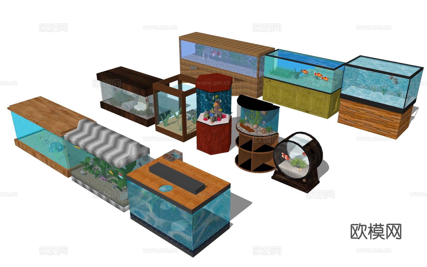 鱼缸 水族箱su模型下载