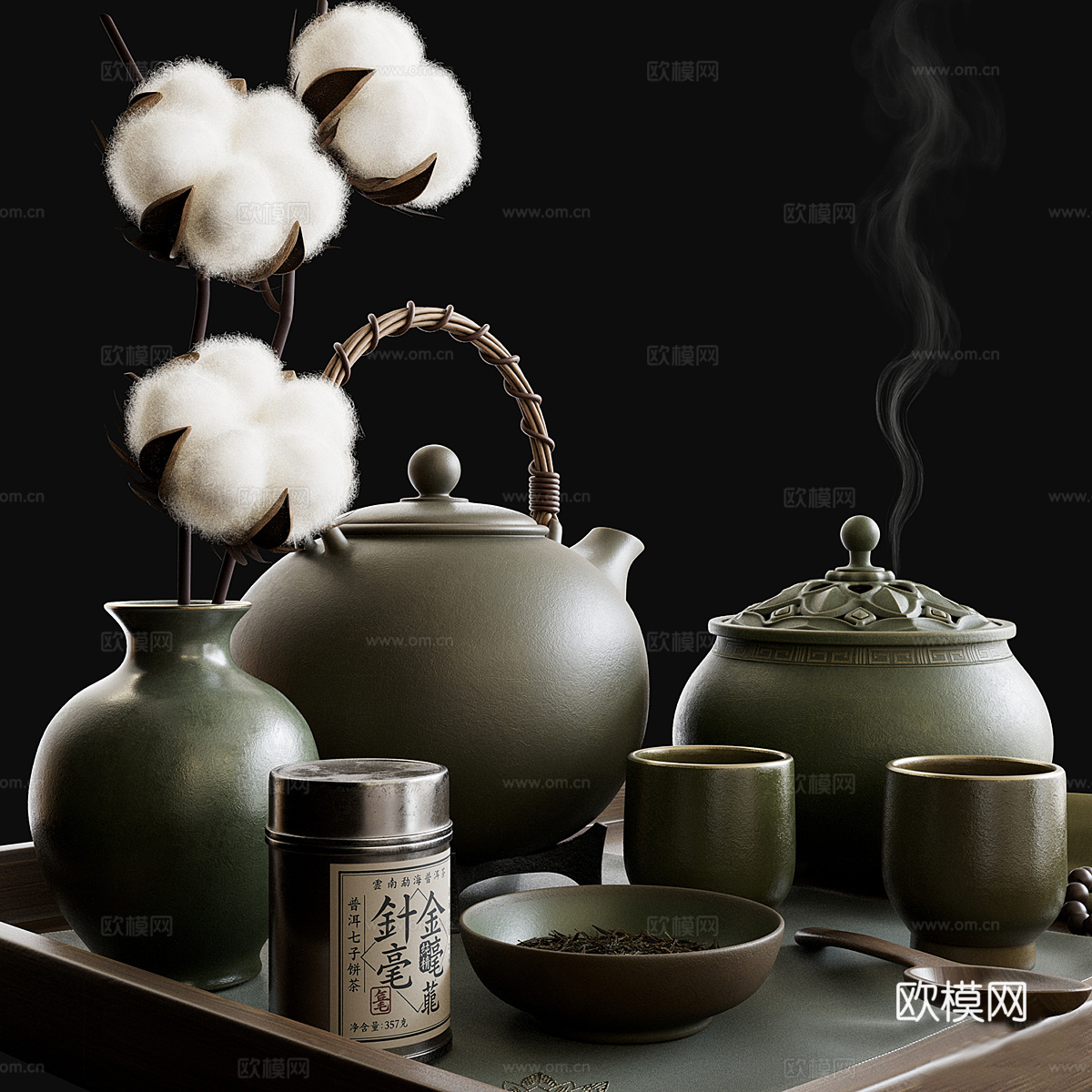 现代茶具 茶壶 茶艺摆件 装饰品 花瓶3d模型