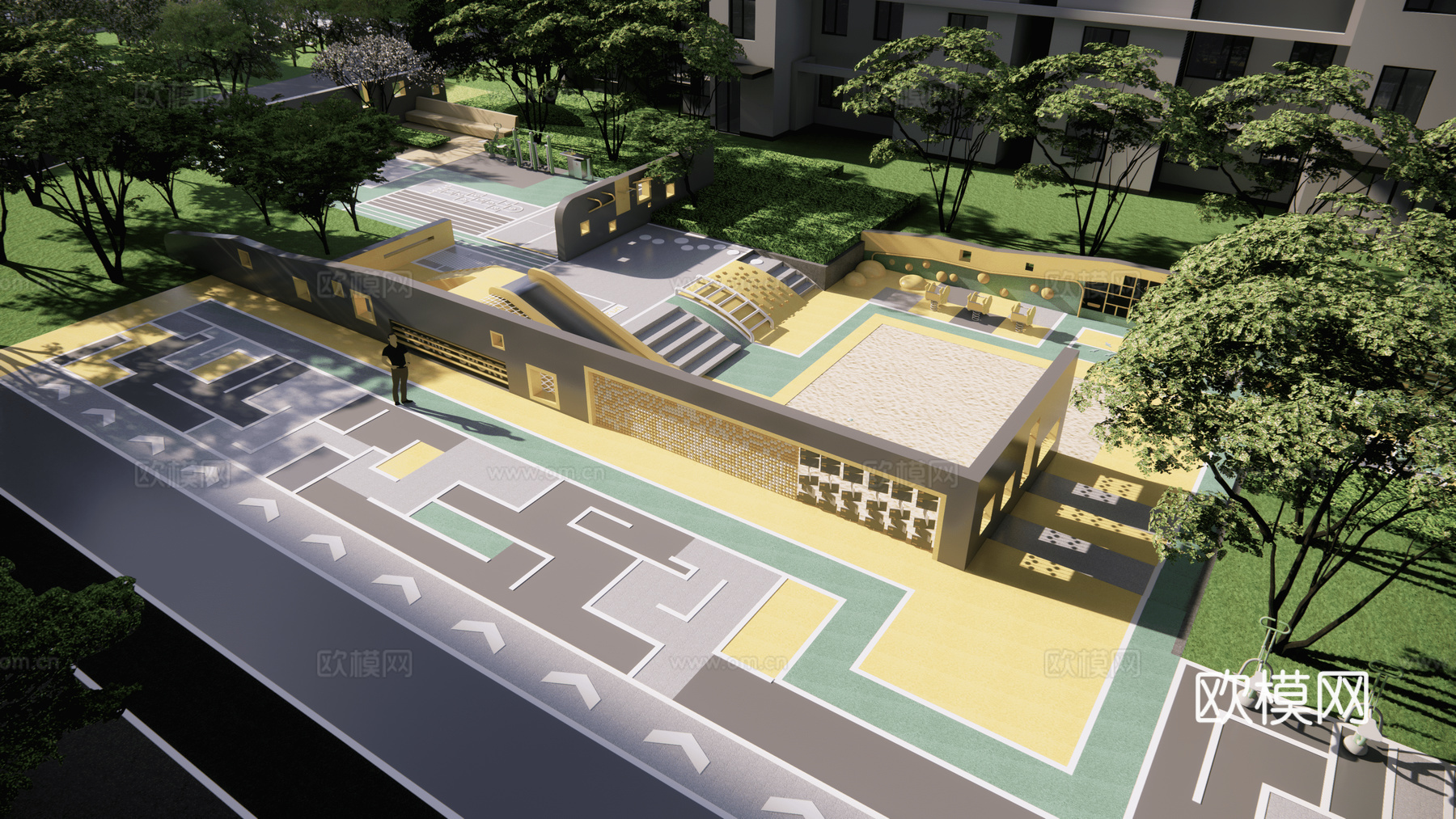 现代住宅小区建筑外观su模型下载
