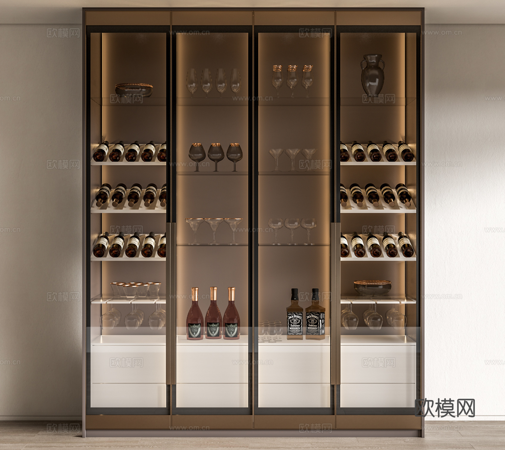 现代酒柜su模型下载
