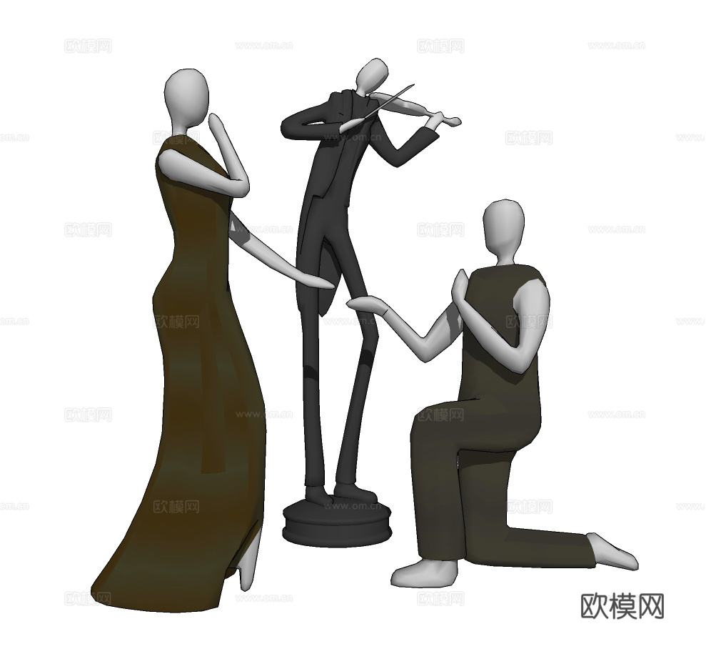 现代抽象雕塑su模型下载