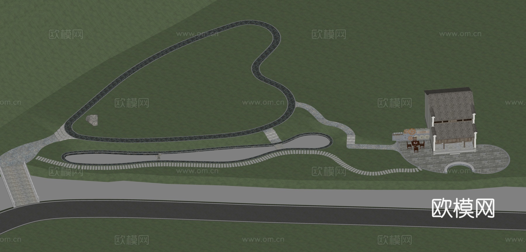 乡村公园景观su模型下载