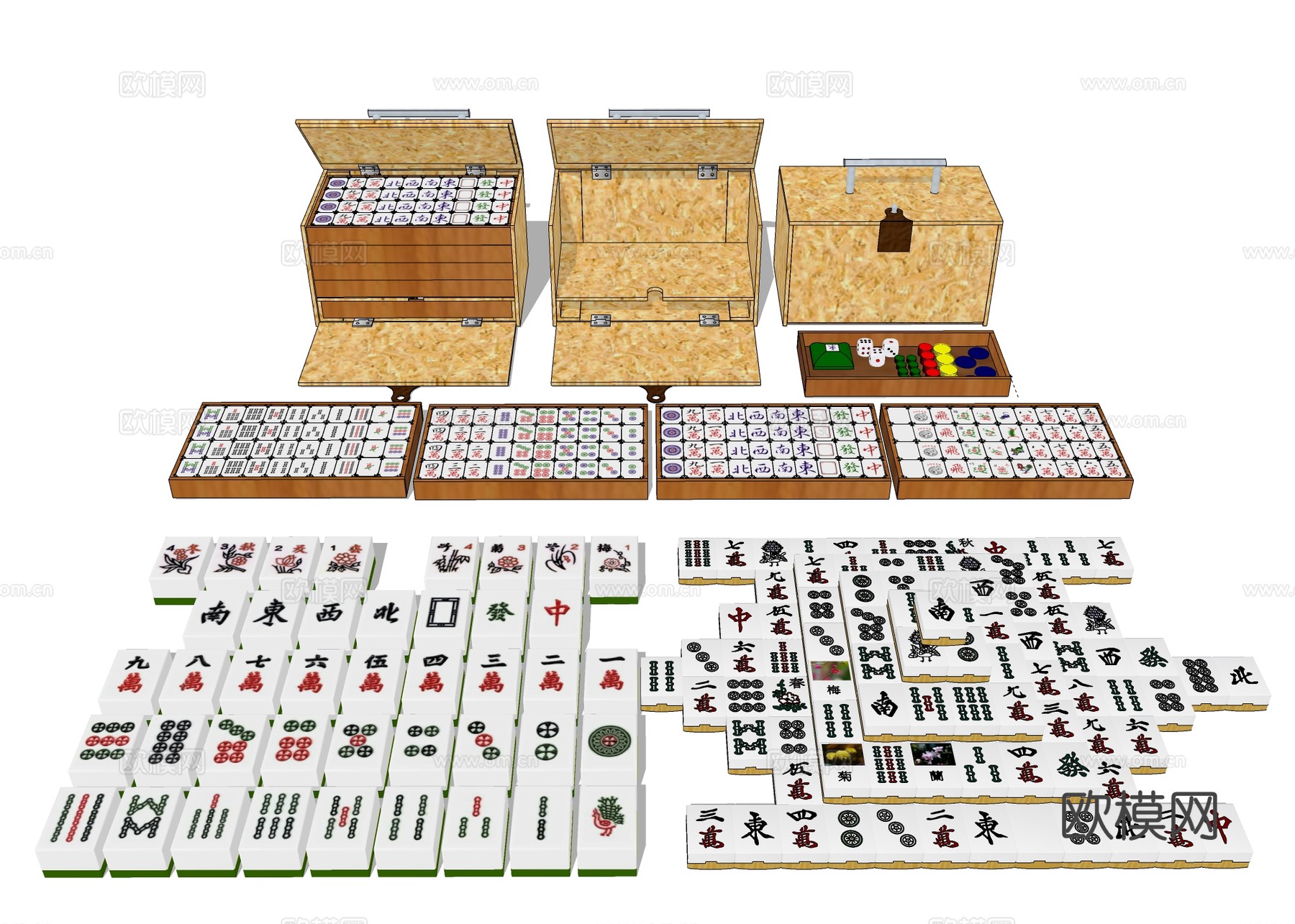 麻将棋牌 卡牌桌游su模型下载