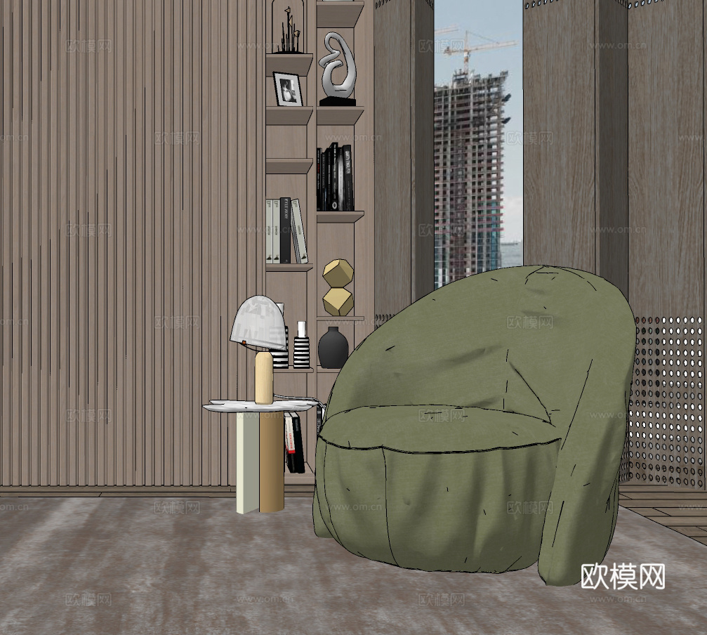 现代布艺休闲沙发su模型下载下载