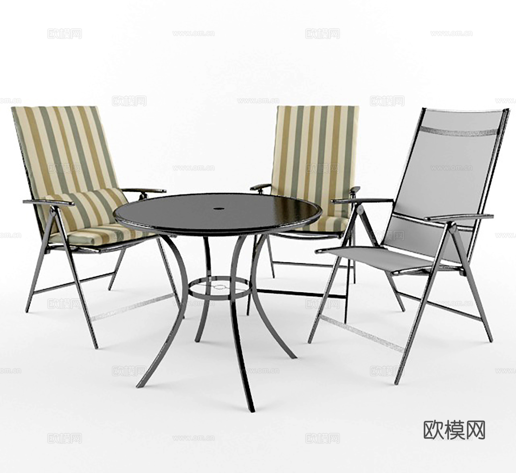 现代户外桌椅 户外餐桌椅 铁艺桌椅3d模型
