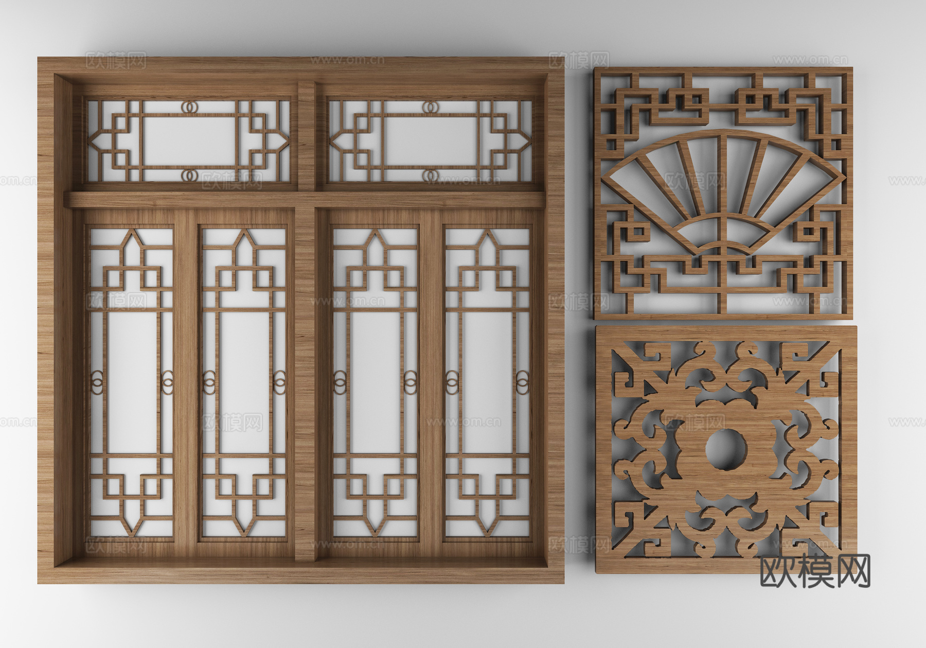 中式花窗雕花隔断3d模型