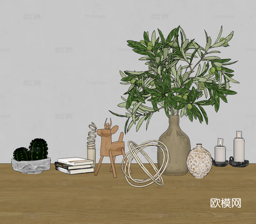 现代玻璃花瓶su模型下载