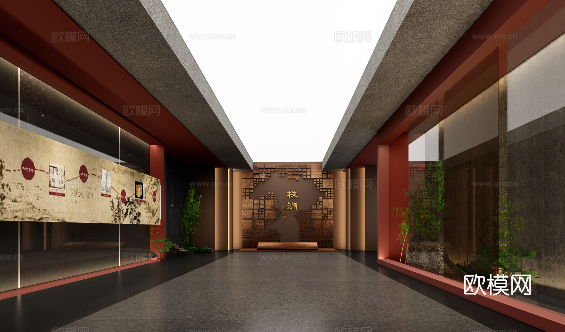 现代博物馆展厅su模型下载