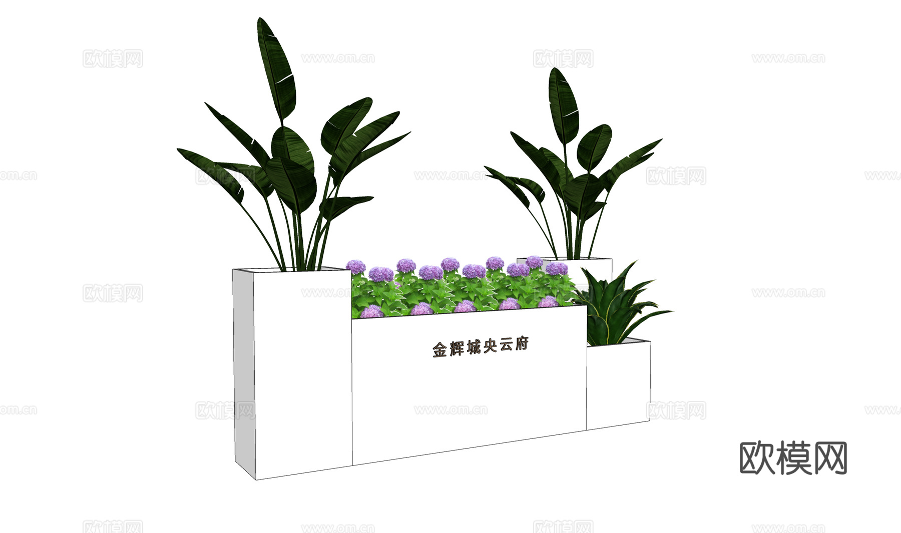 现代花箱园艺小品su模型下载