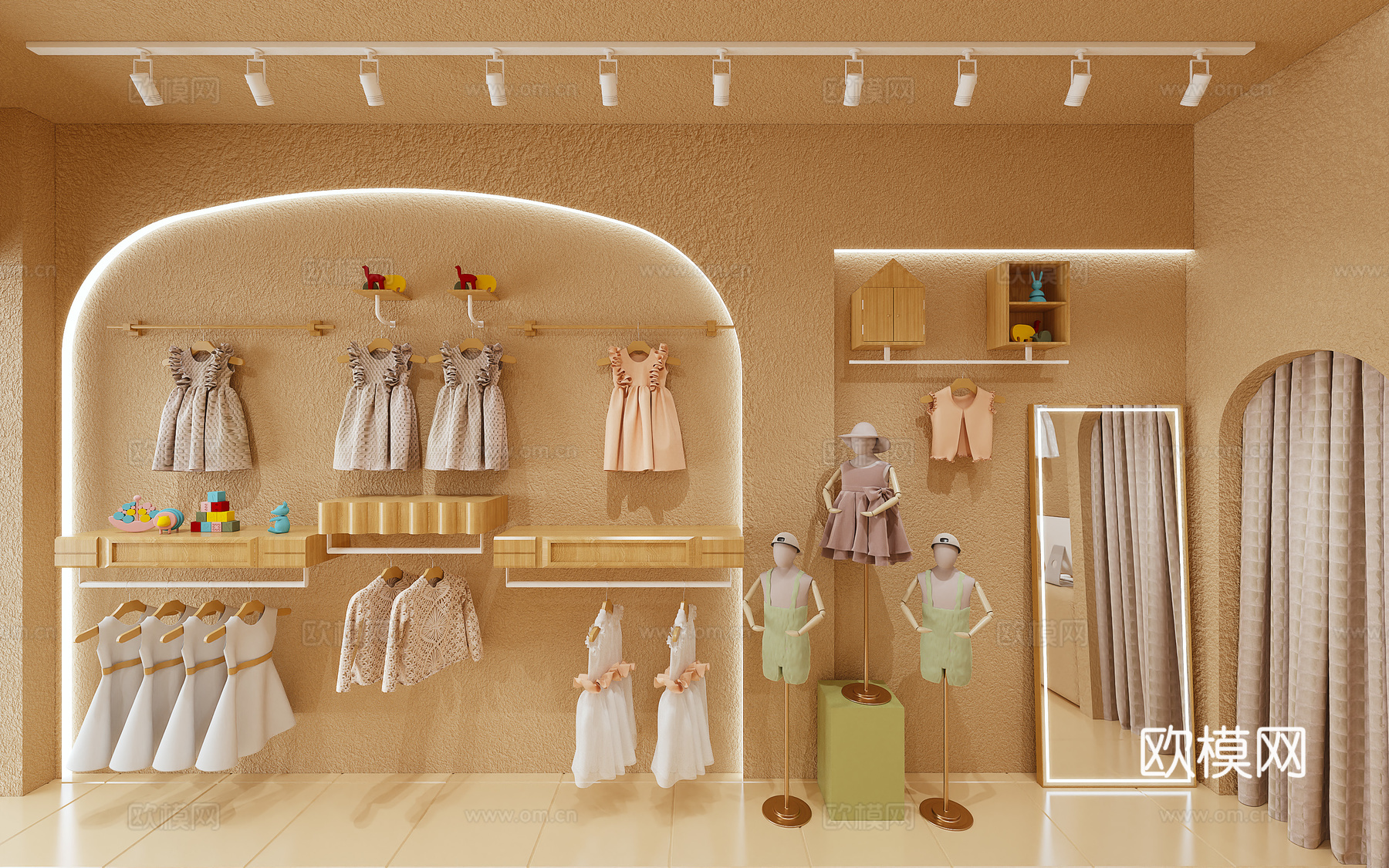 服装店 童装店 衣帽架 服饰3d模型