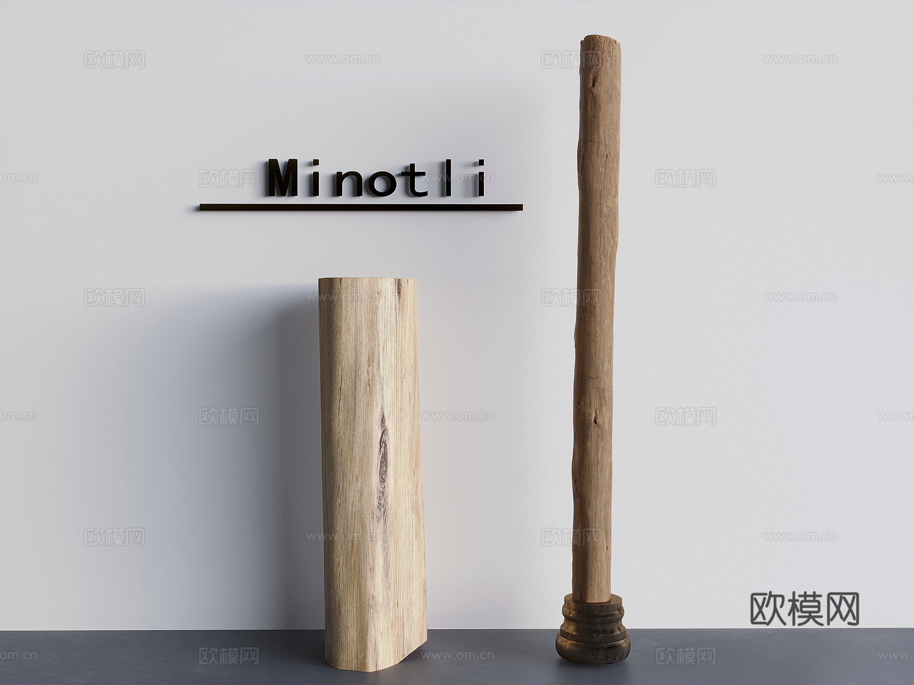 罗马柱 柱头  木头中式柱子3d模型下载