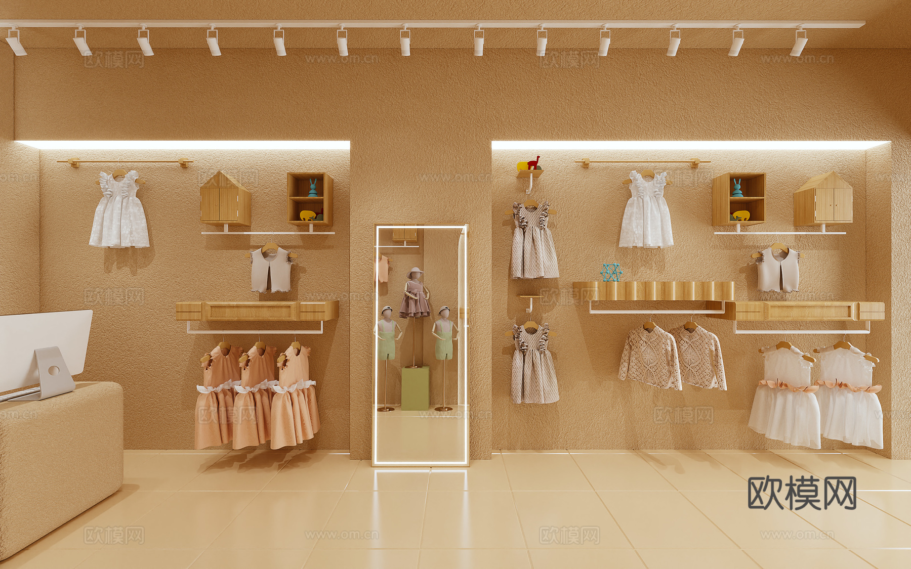 服装店 童装店 衣帽架 服饰3d模型
