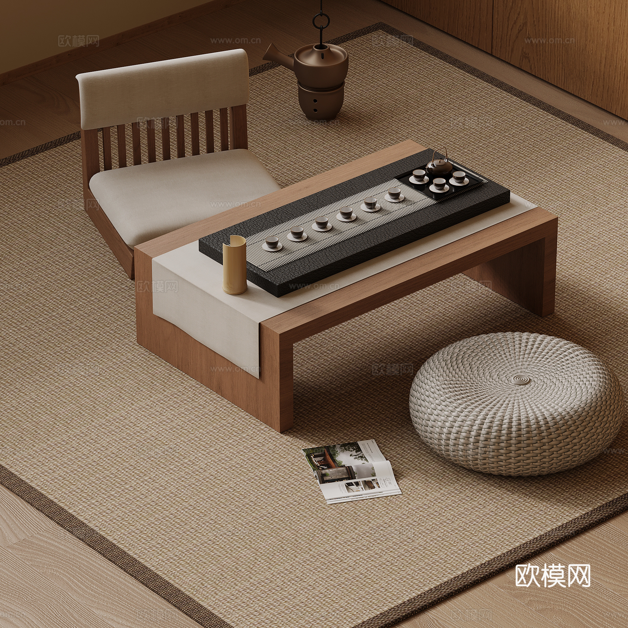 新中式茶桌 茶台3d模型