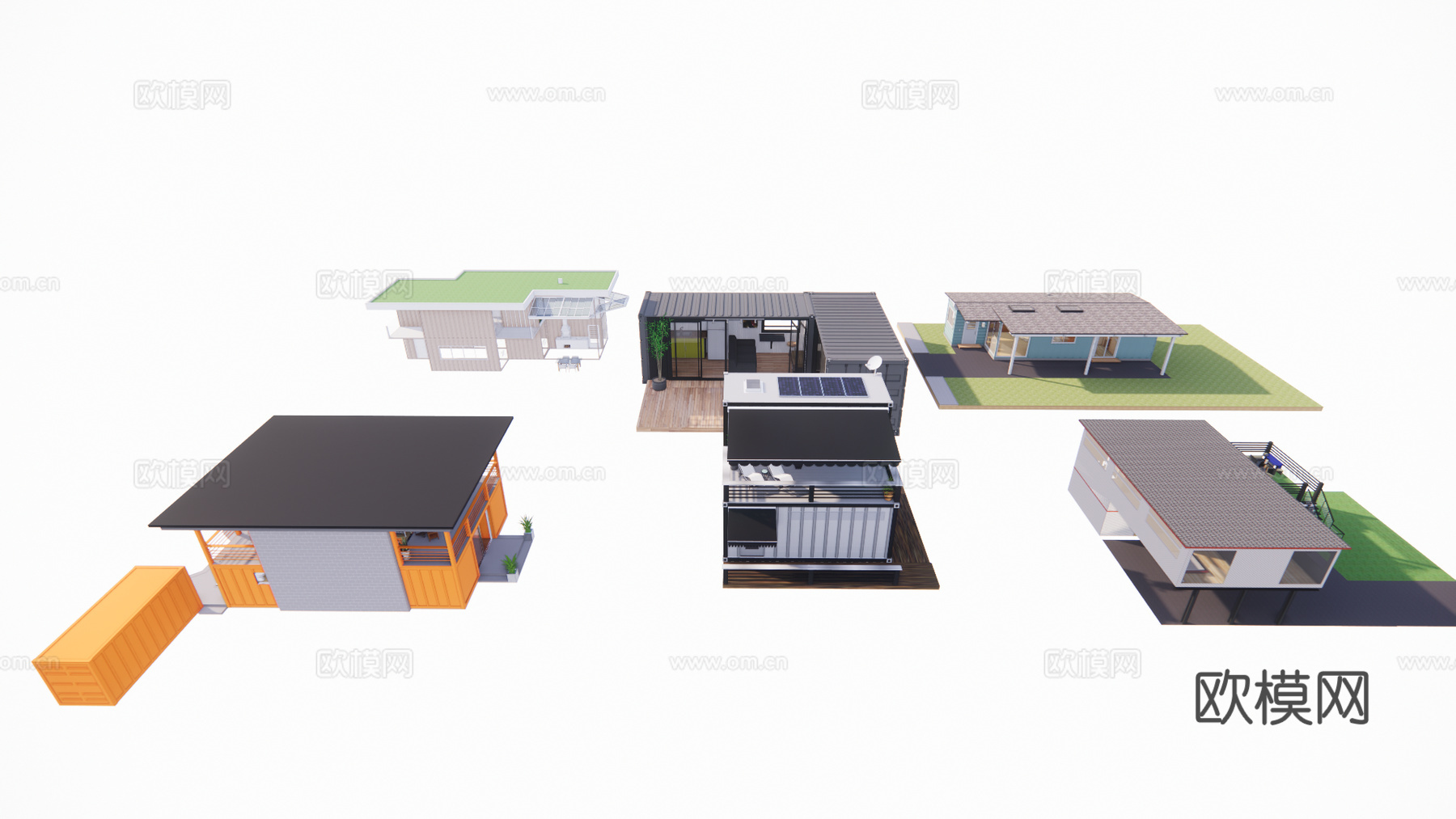 现代集装箱建筑外观su模型下载