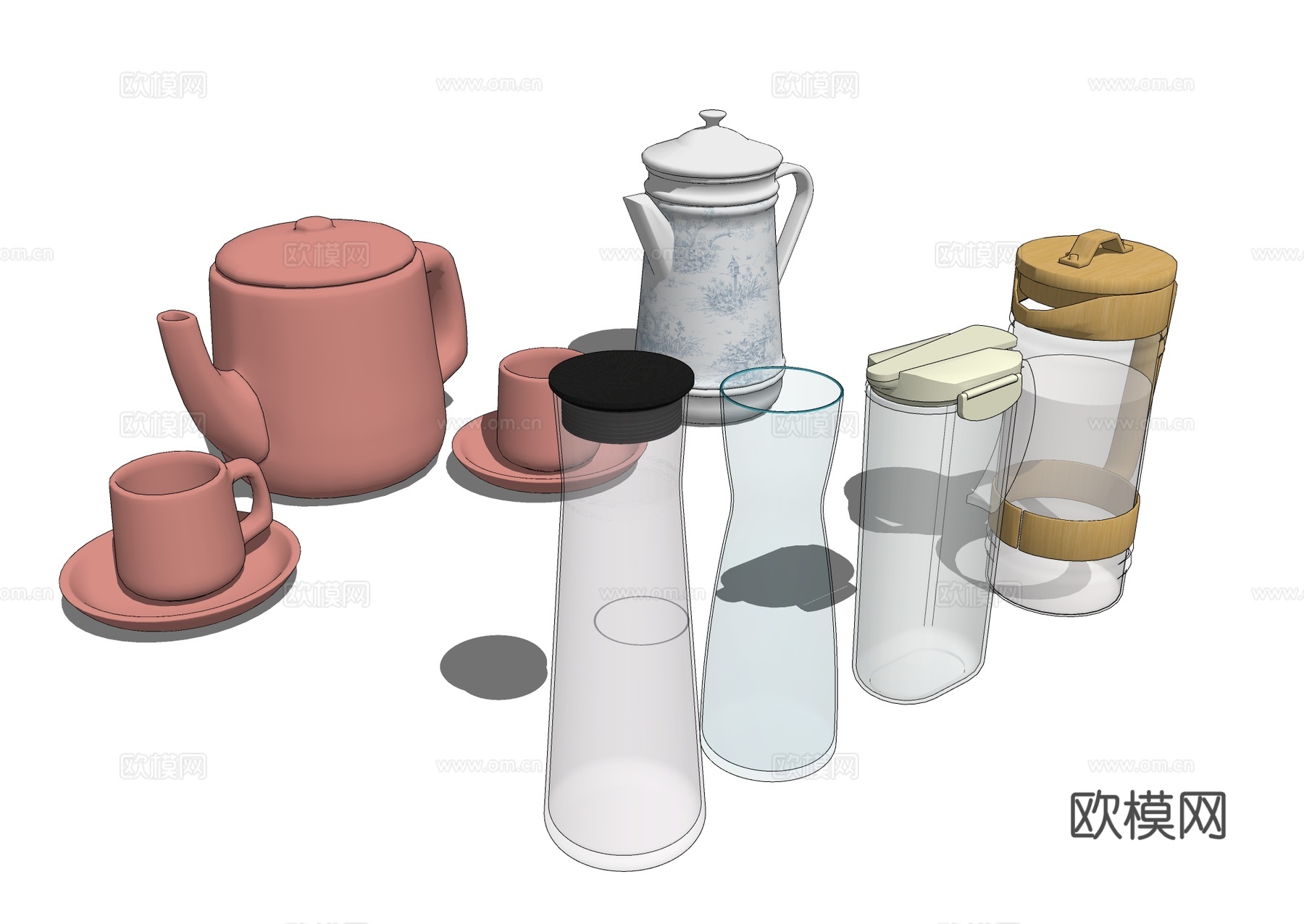 透明水壶 水杯 茶具su模型下载