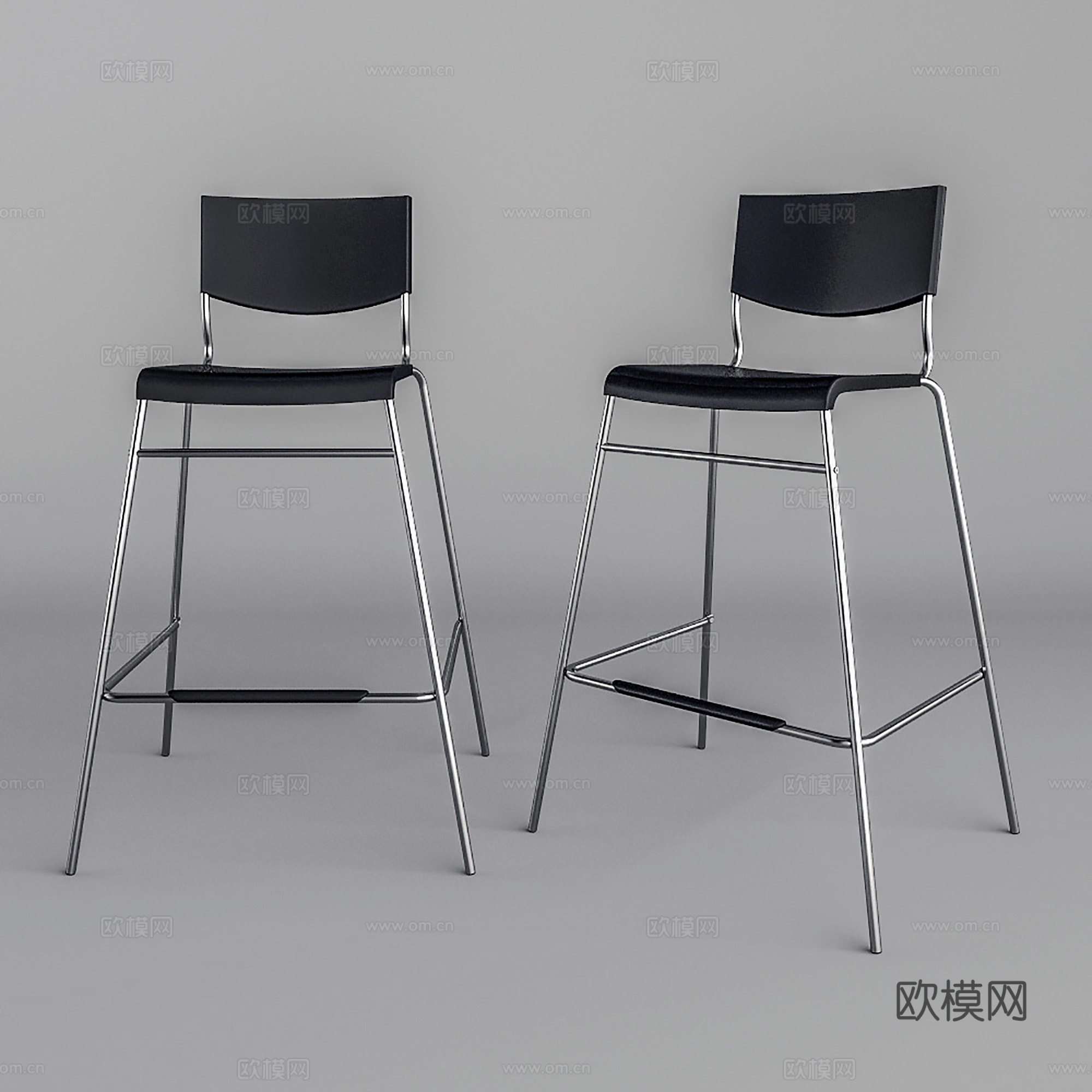现代吧椅 铁艺吧椅 咖啡厅餐厅吧椅3d模型