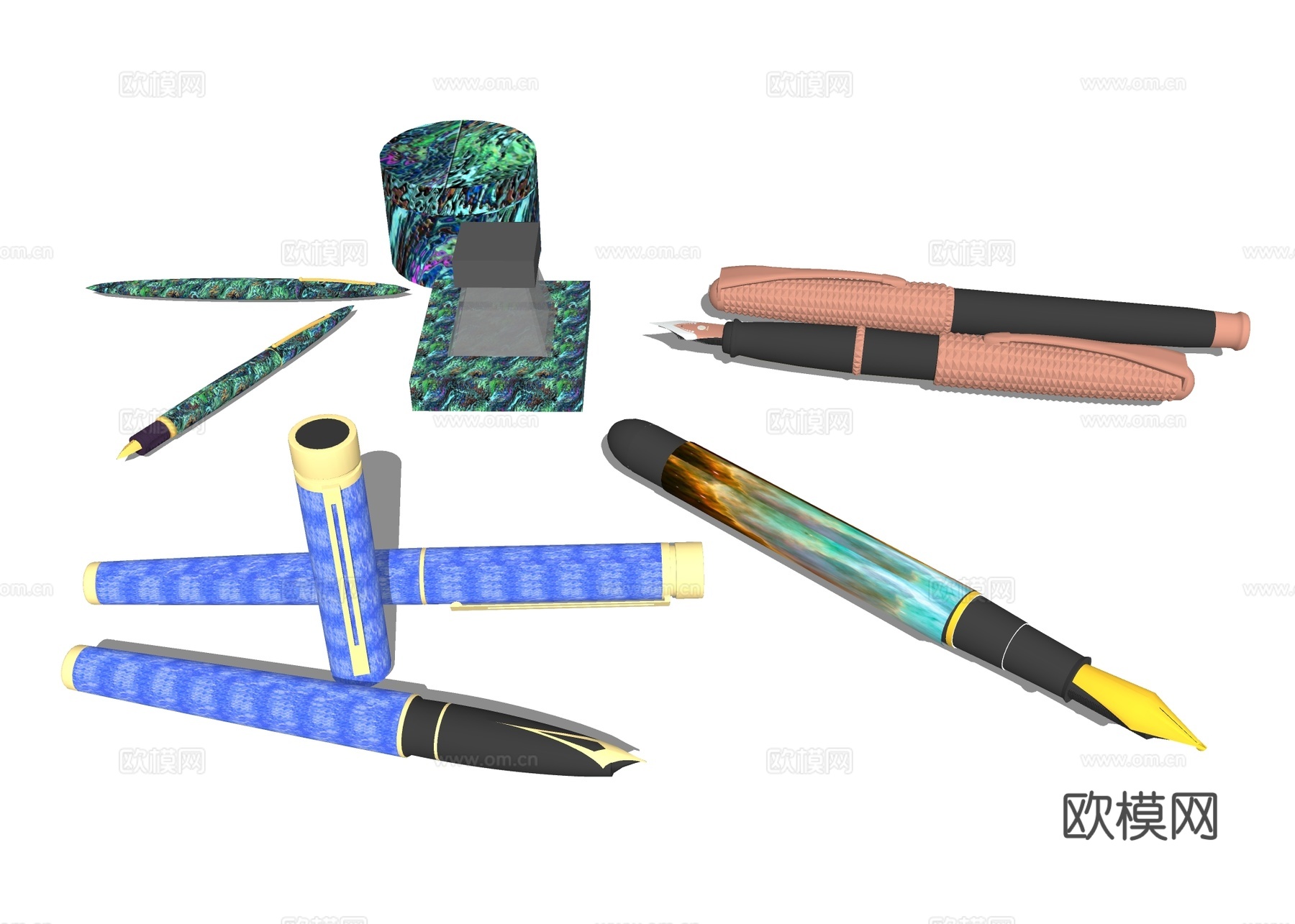 钢笔写字笔 水墨笔 文具su模型下载