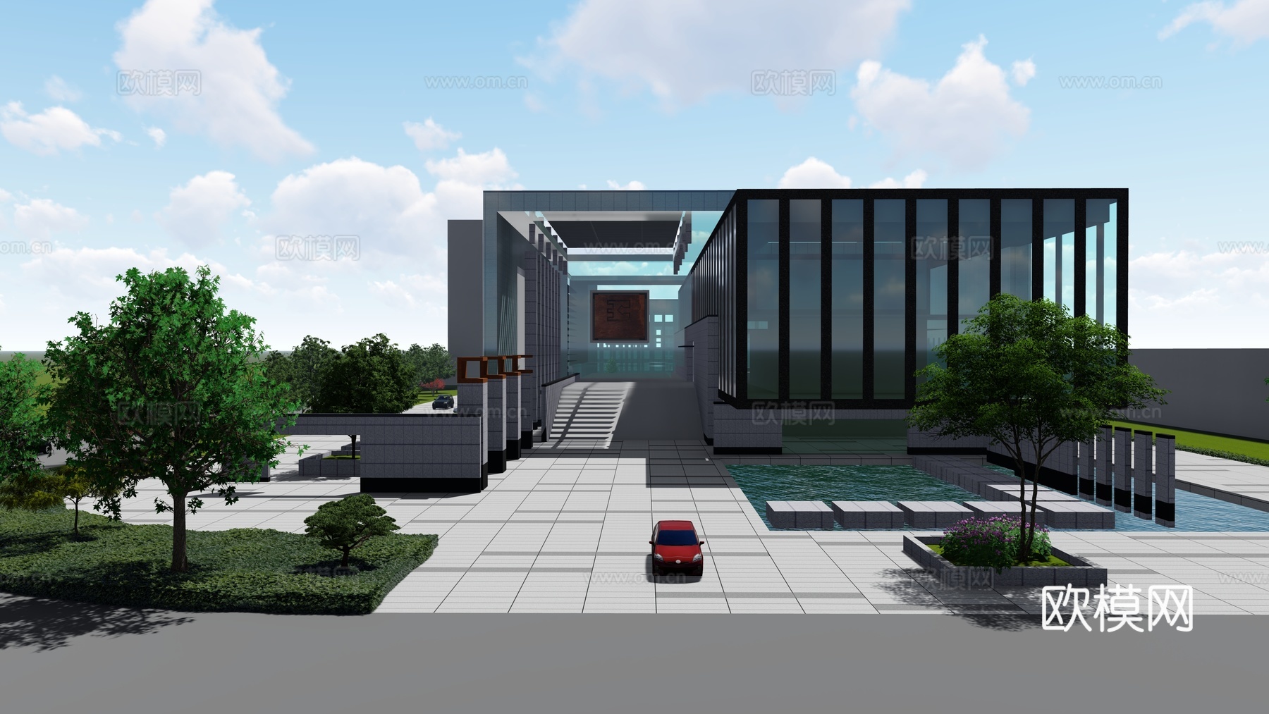 商业建筑外观su模型下载