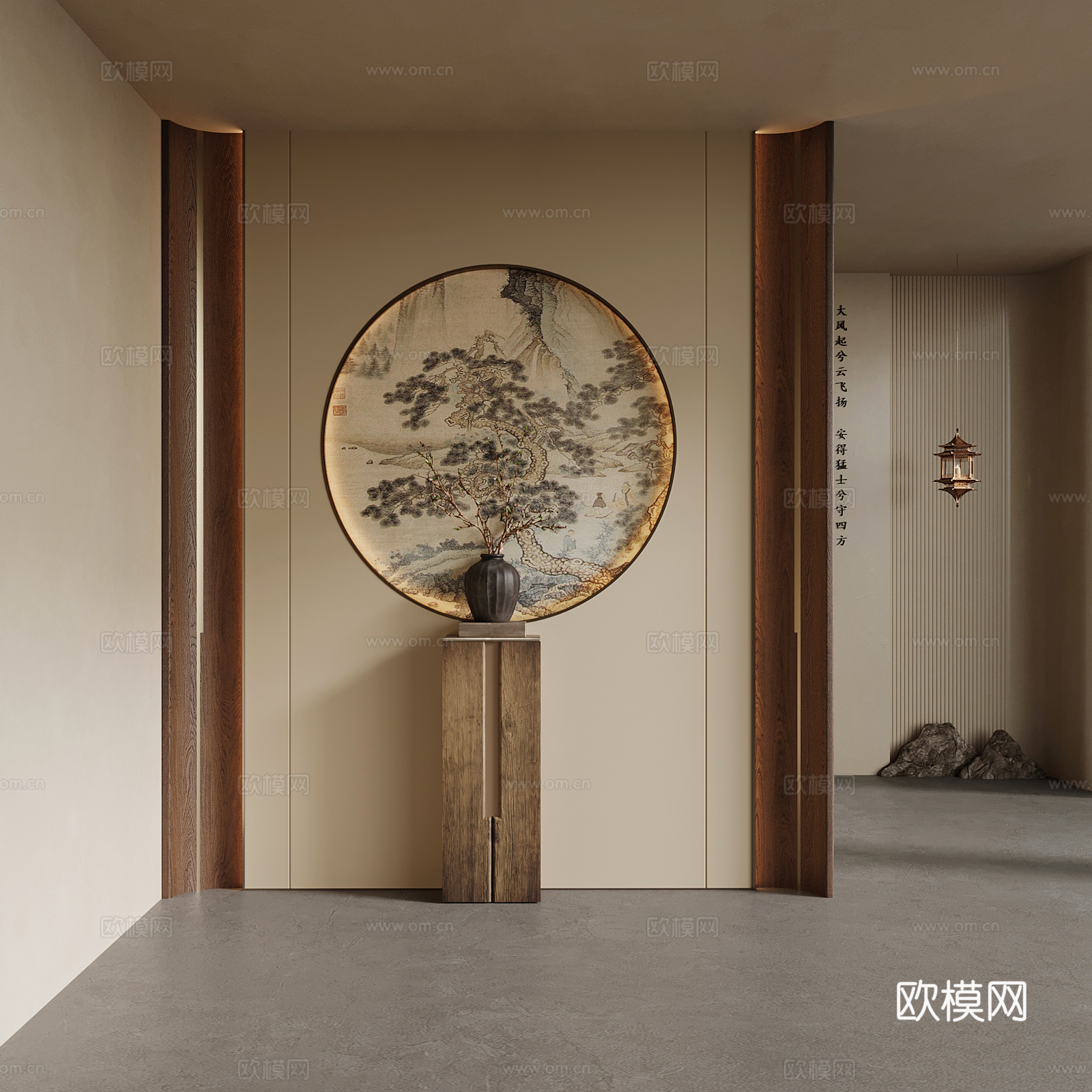 05新中式玄关隔断 宋氏玄关3d模型