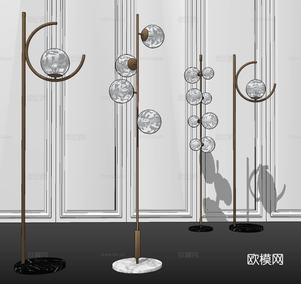 现代玻璃球落地灯su模型下载