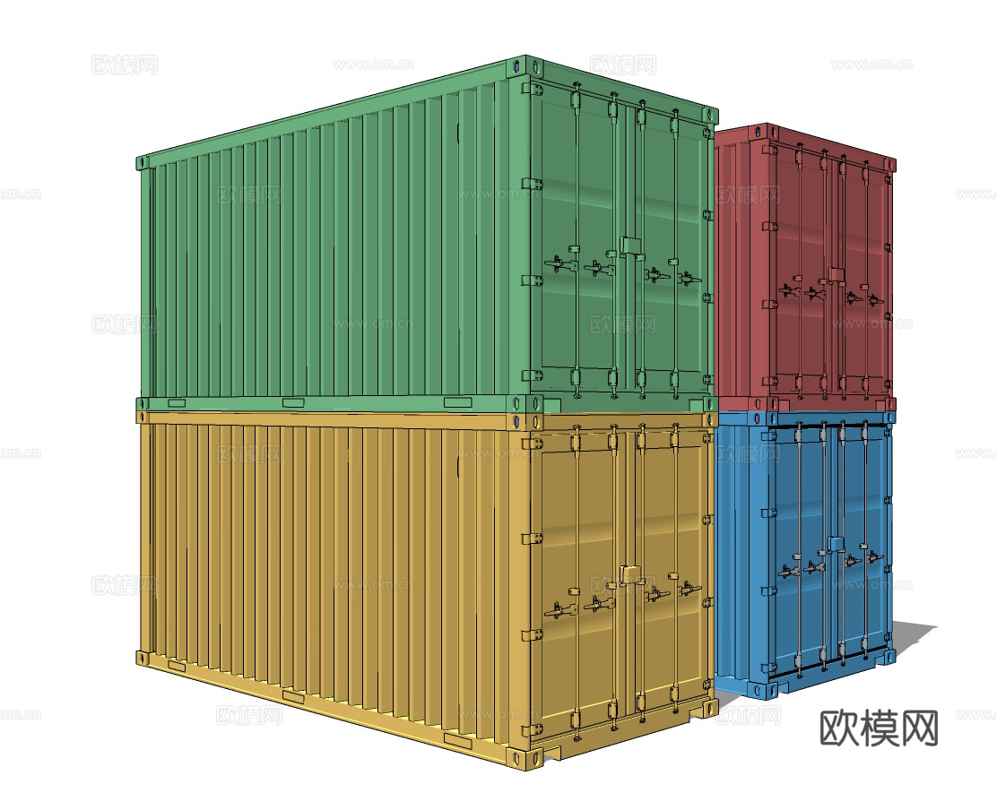 工业风集装箱su模型下载