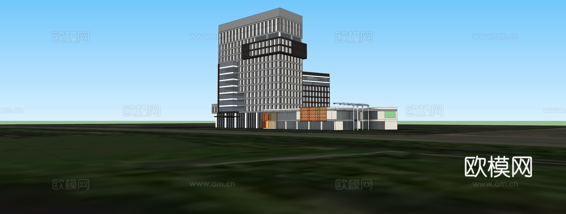 现代商业办公楼建筑外观su模型下载