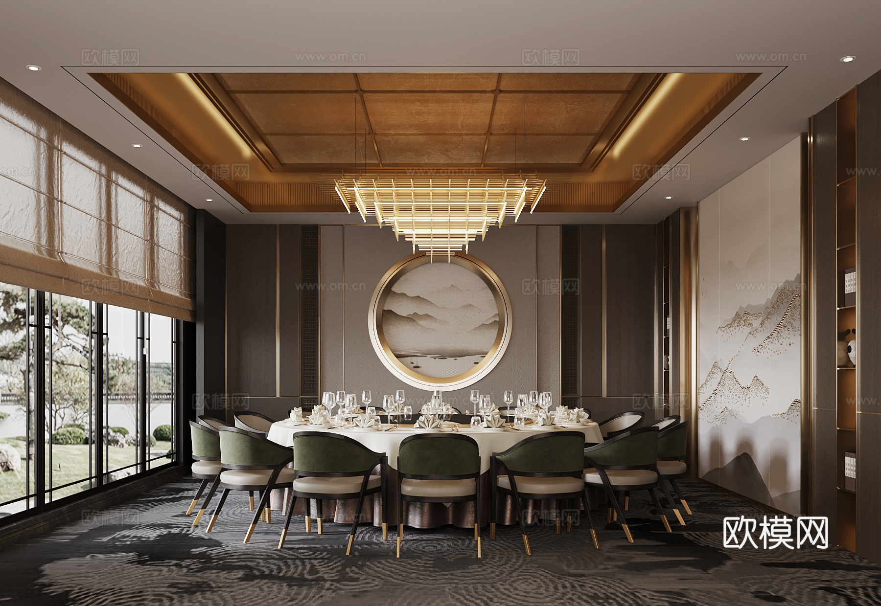 新中式餐餐厅包间 包厢3d模型