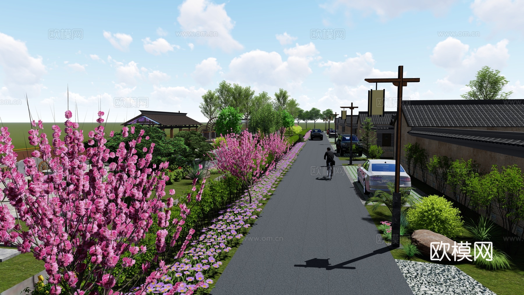 乡村公园景观su模型下载