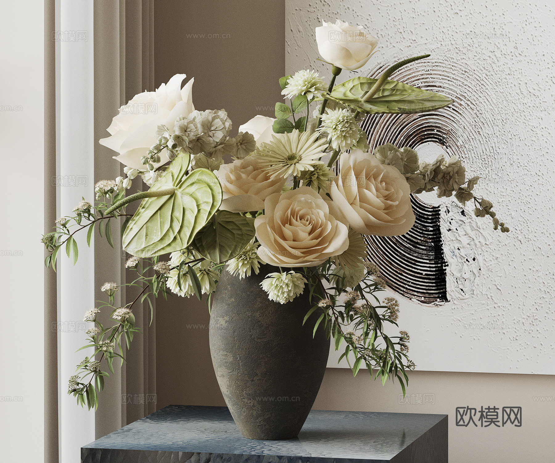 现代花卉摆件  花瓶花艺 鲜花 装饰画 花卉花艺3d模型