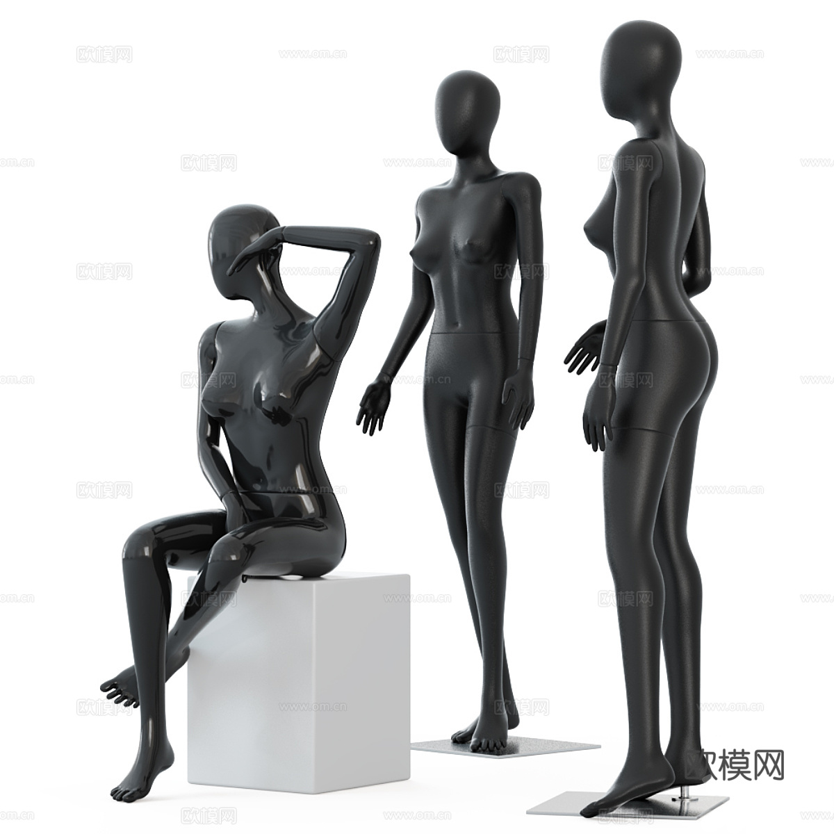 现代服装店人物模特3d模型