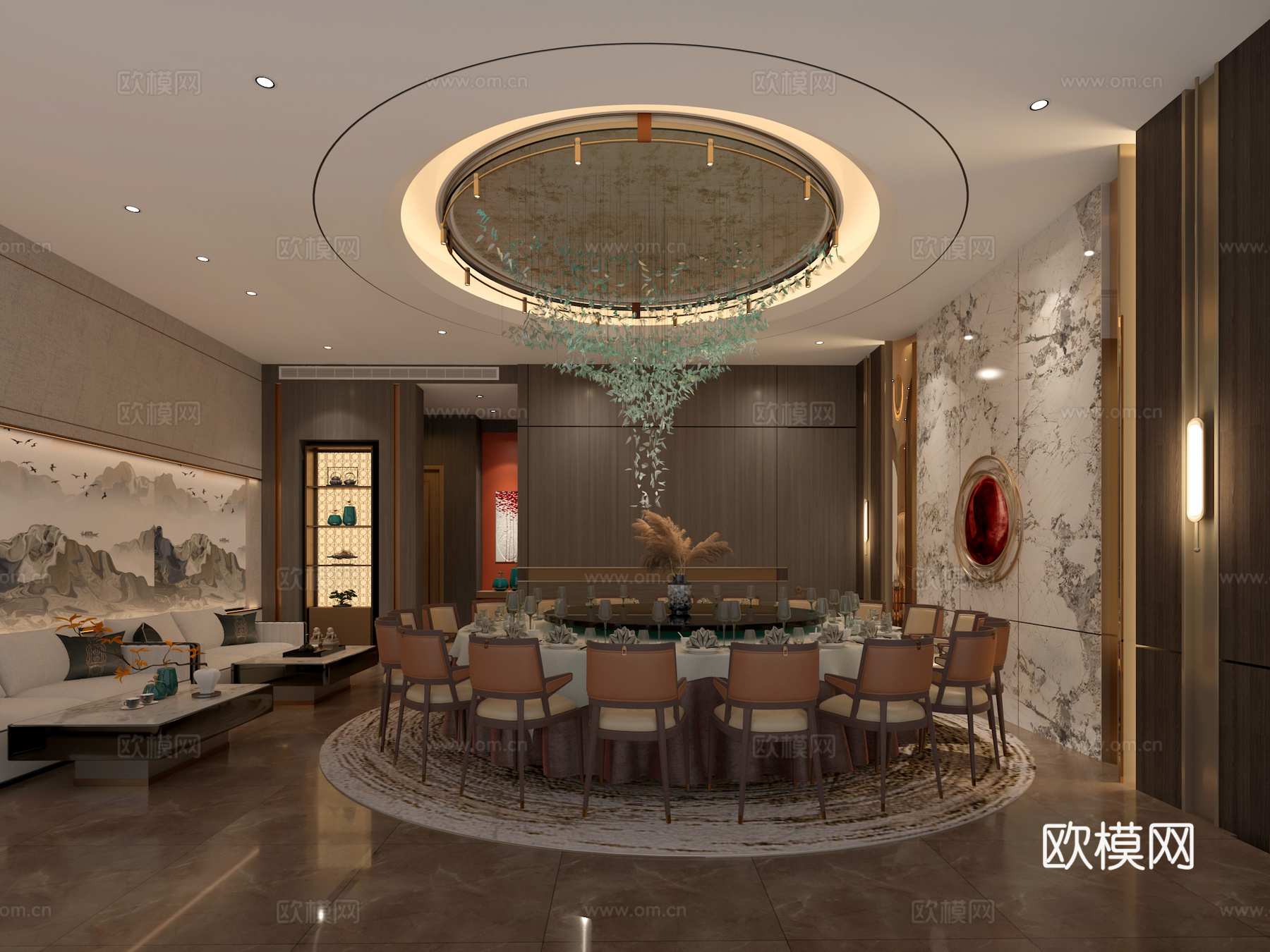 现代酒店包间 现代餐饮包间3d模型