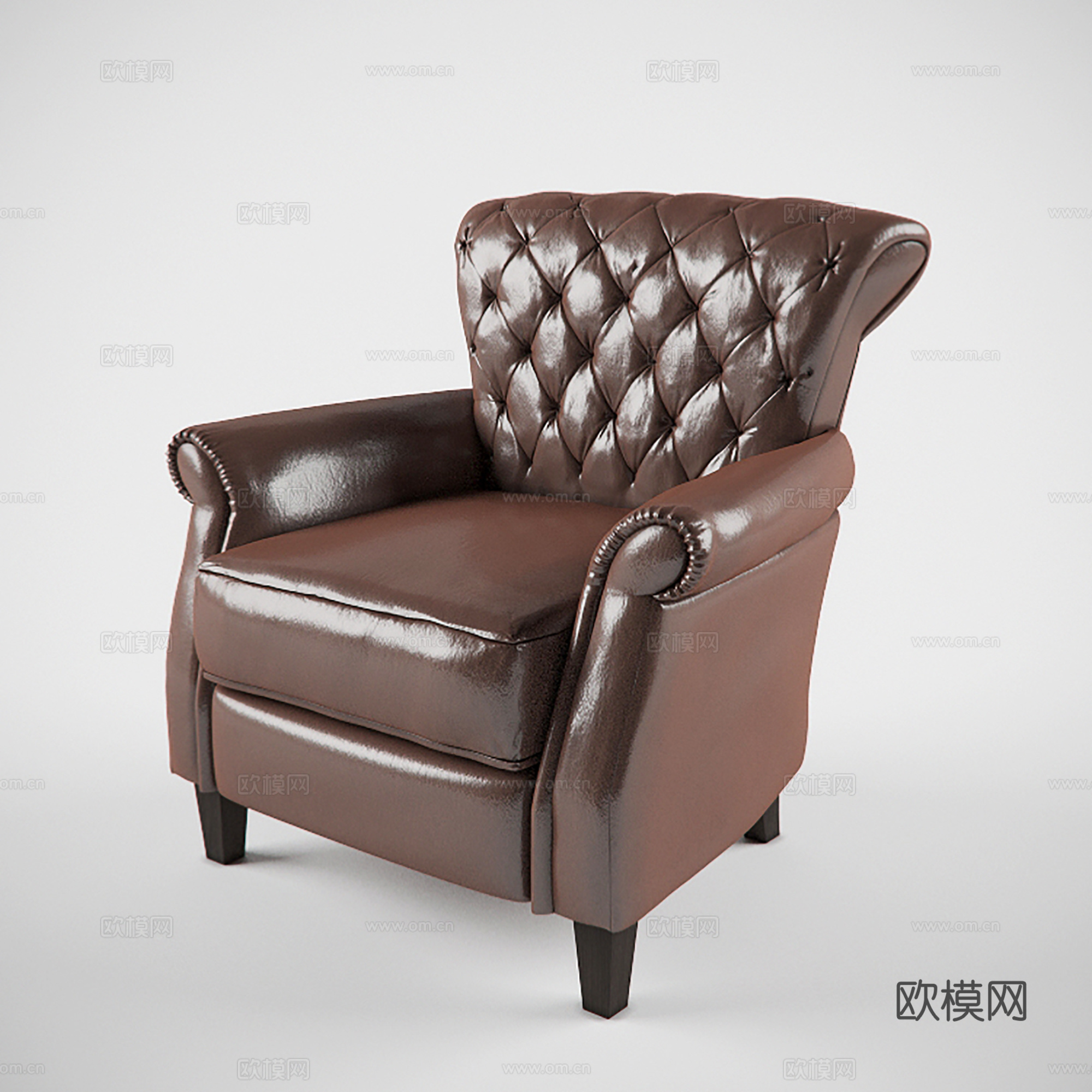欧式单人沙发 皮革沙发 休闲沙发3d模型