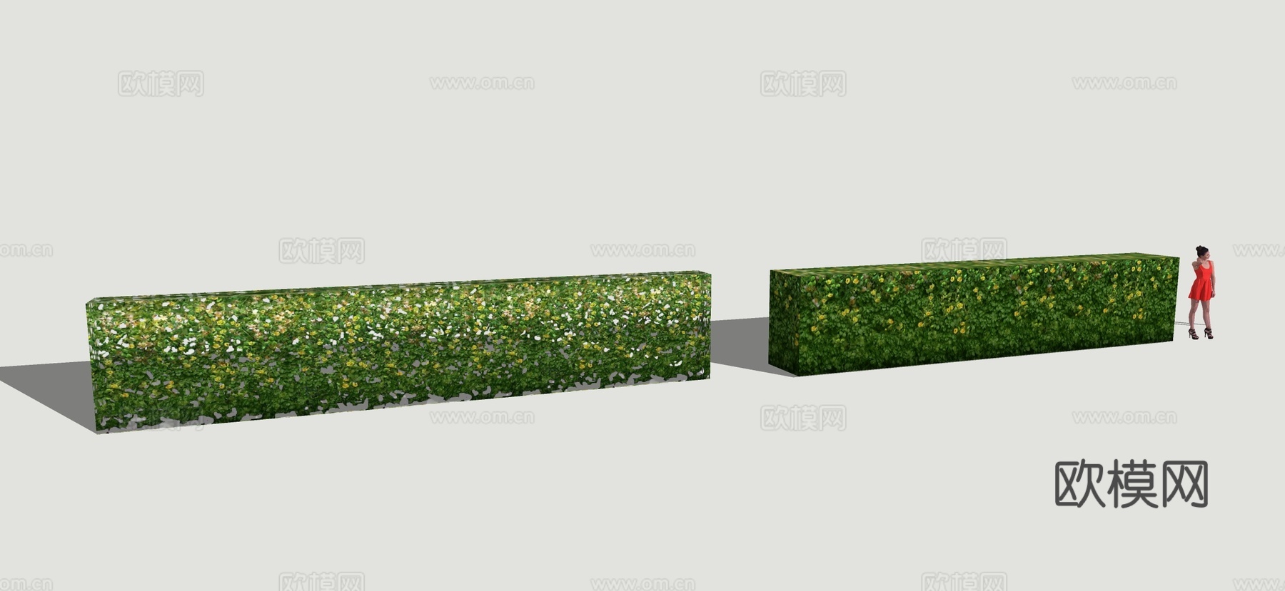 现代绿篱景墙 灌木su模型下载