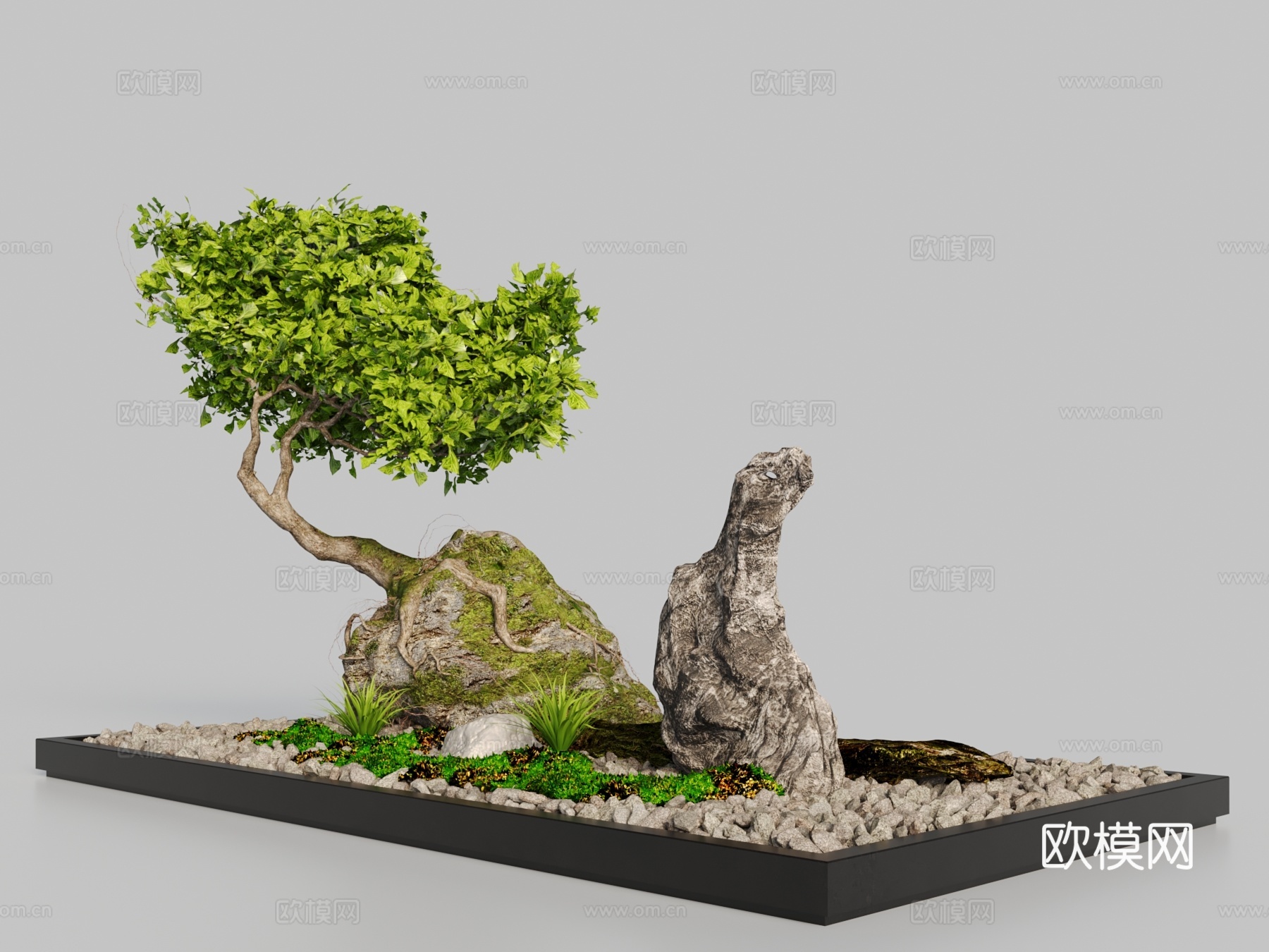新中式造景 小品 石子 石头3d模型