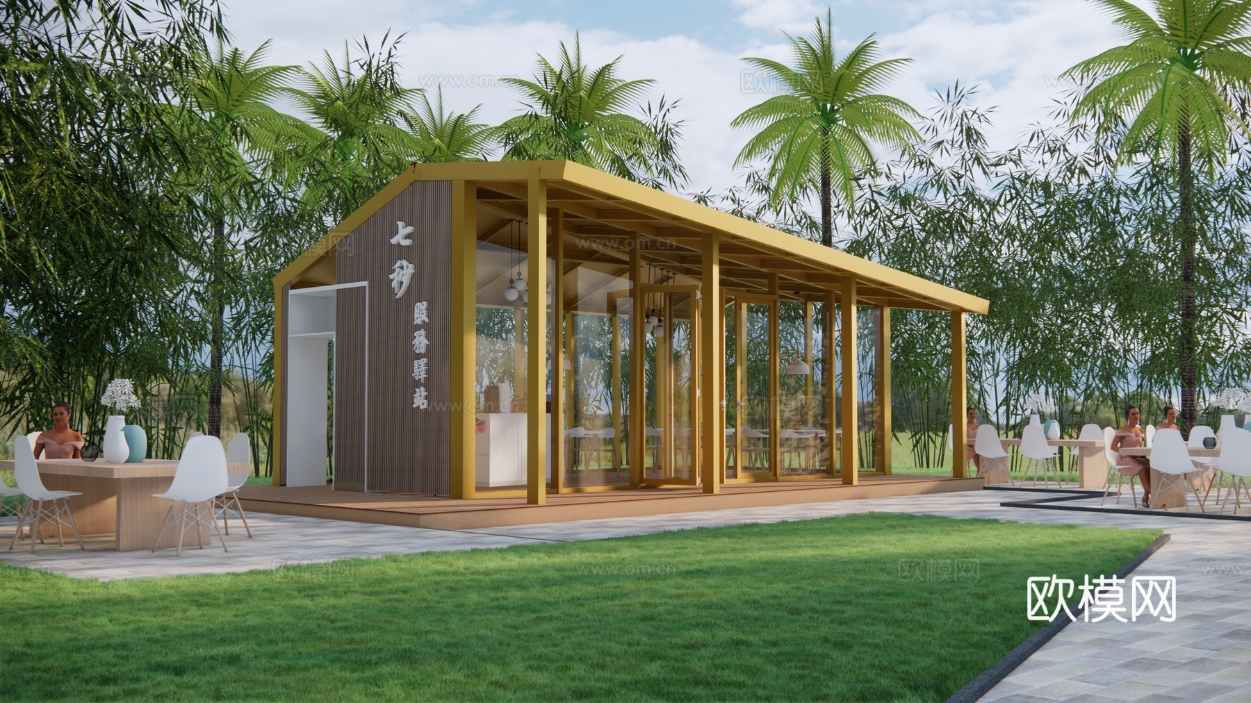 现代咖啡厅su模型下载