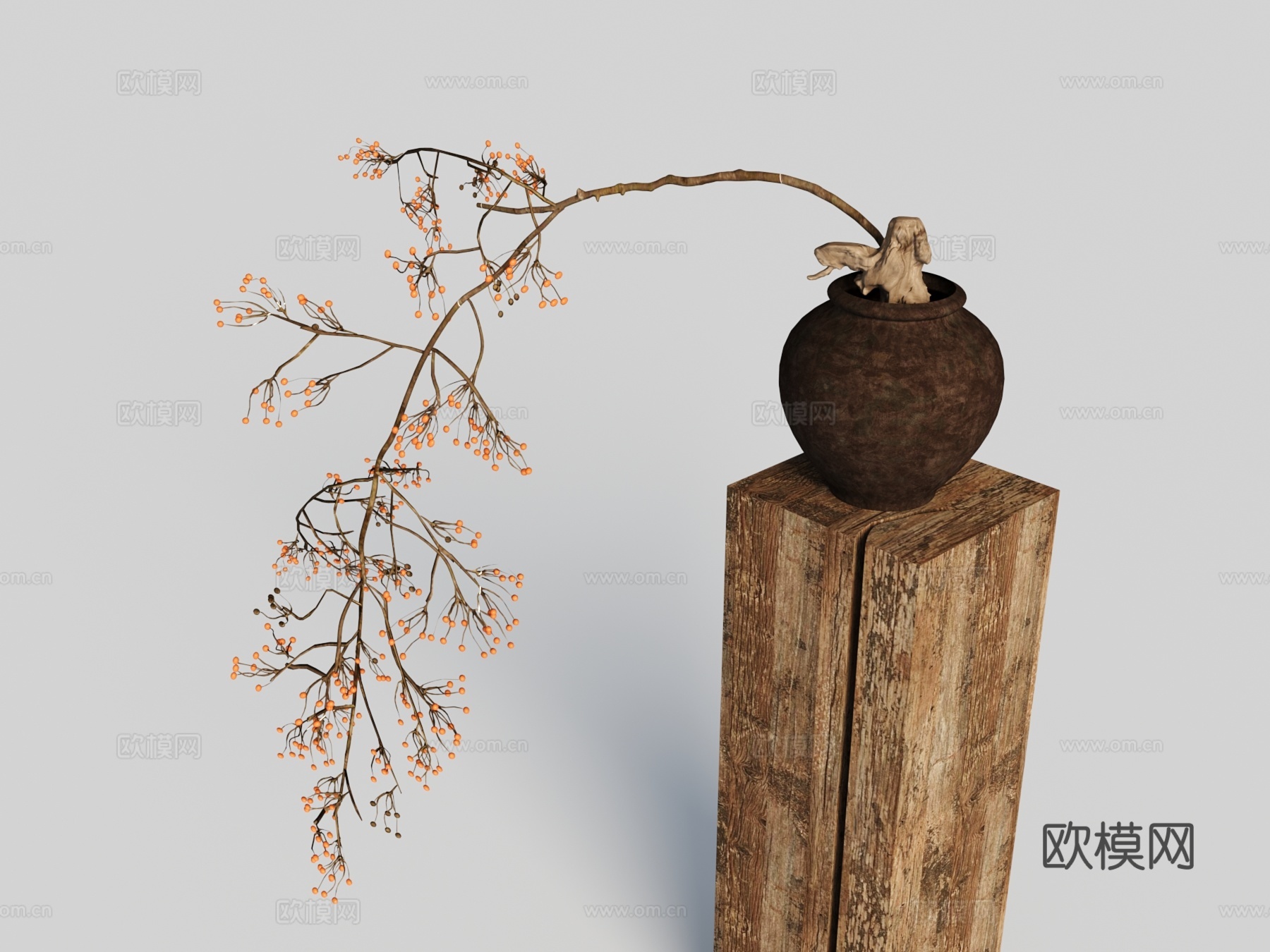 现代摆件，木头墩3d模型