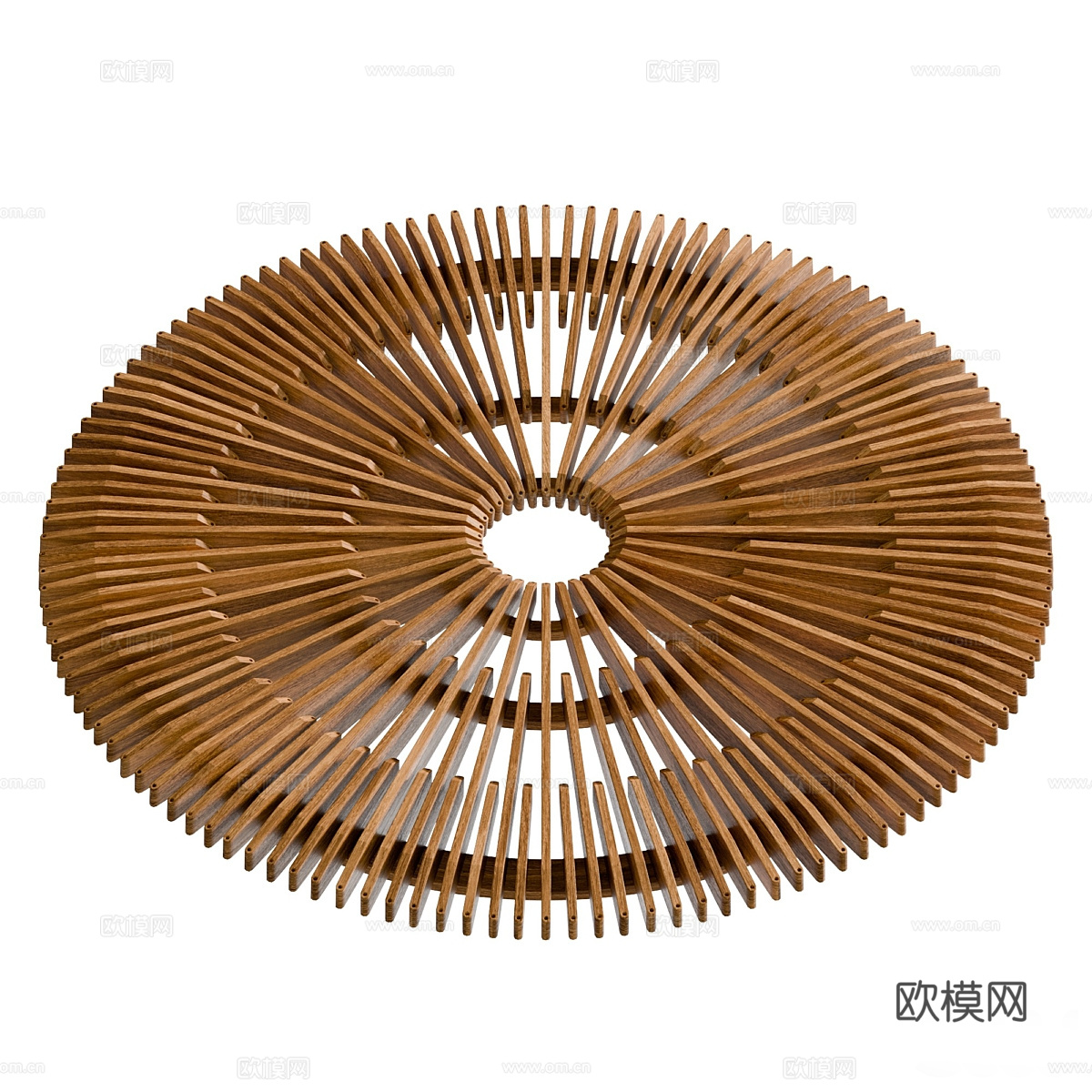 新中式 Cerchio 柚木墙架3d模型