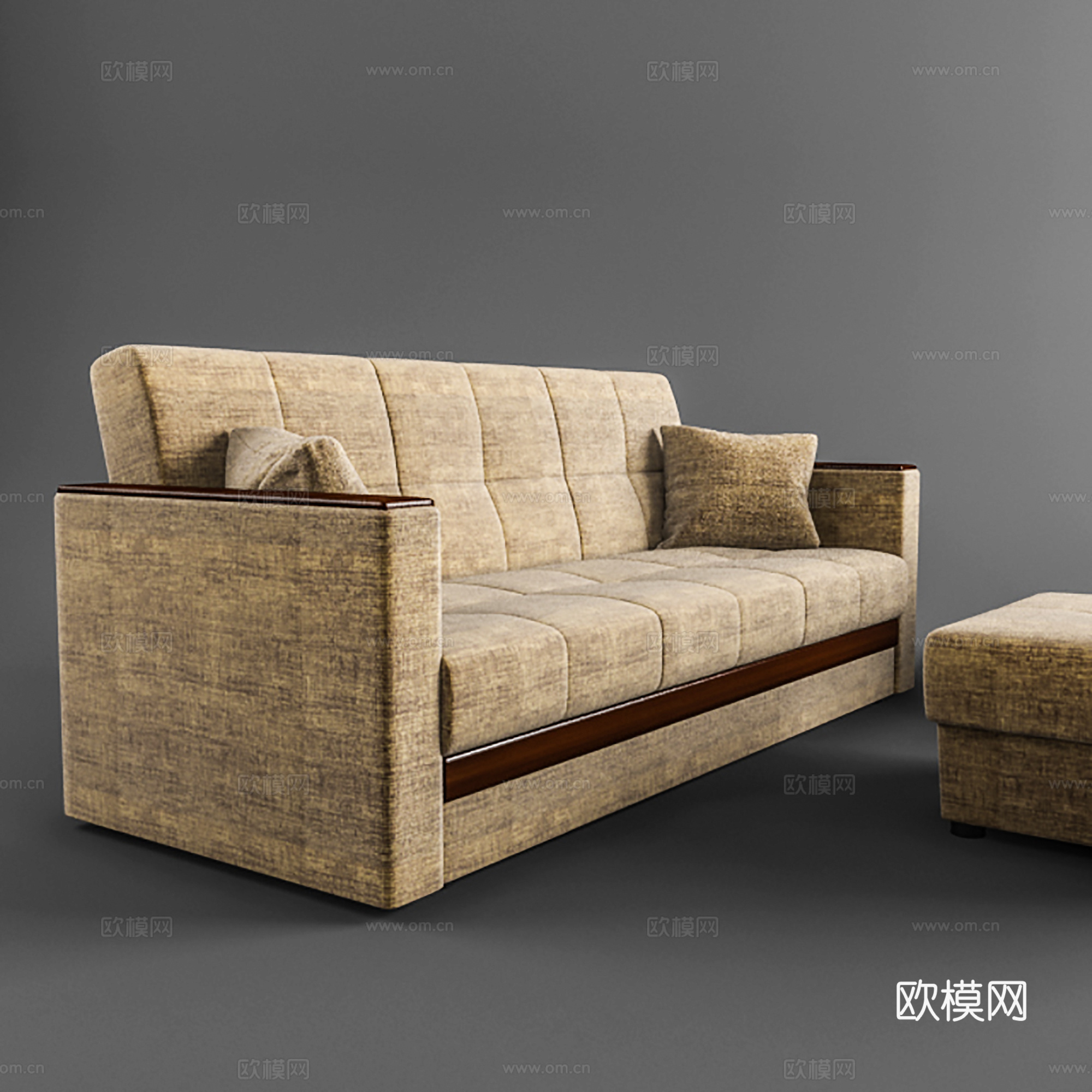 现代休闲沙发  布艺沙发  沙发矮凳3d模型