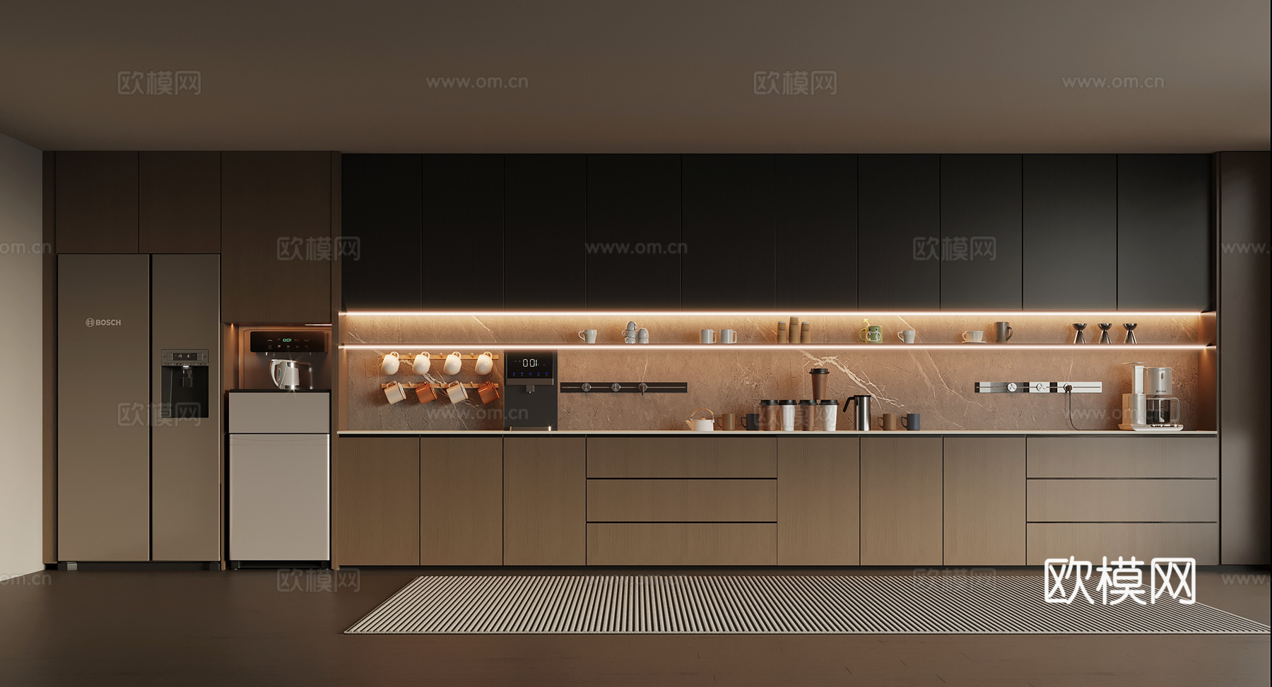 现代意式茶水间 茶水柜3d模型