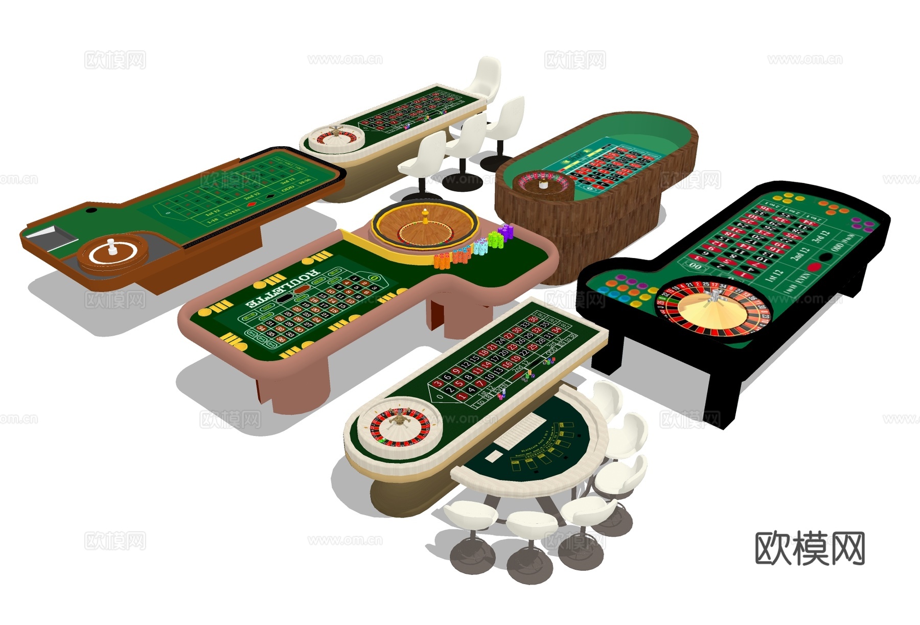 轮盘赌桌 棋牌赌坊su模型下载