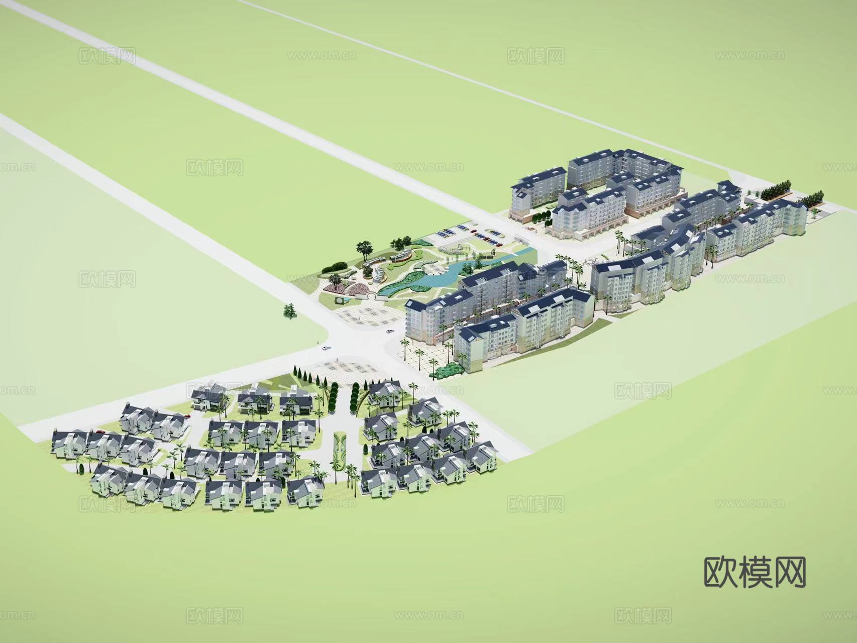 现代住宅小区建筑外观su模型下载